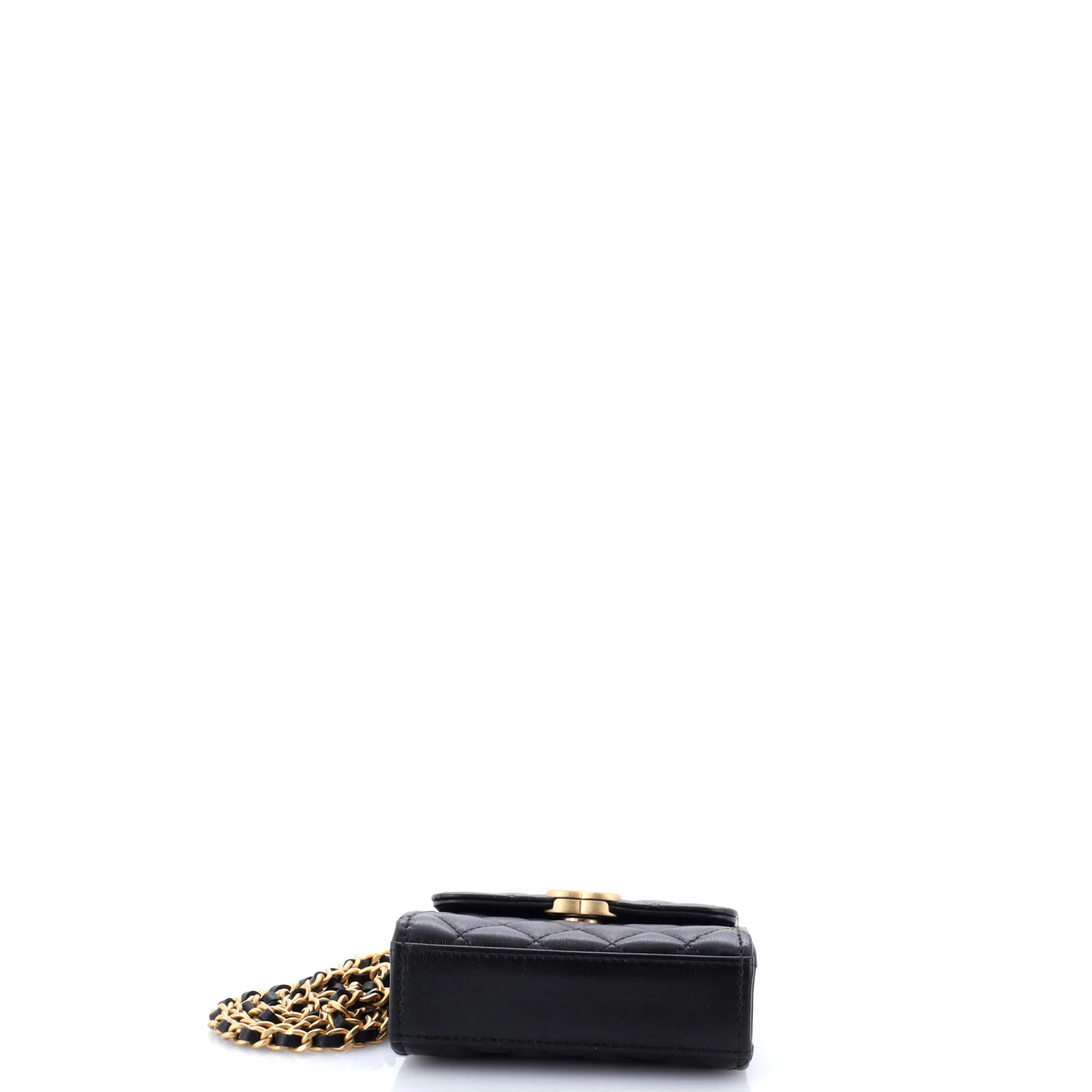 Coco Enamel Top Handle Flap Bag Quilted Lambskin Small - Image 4