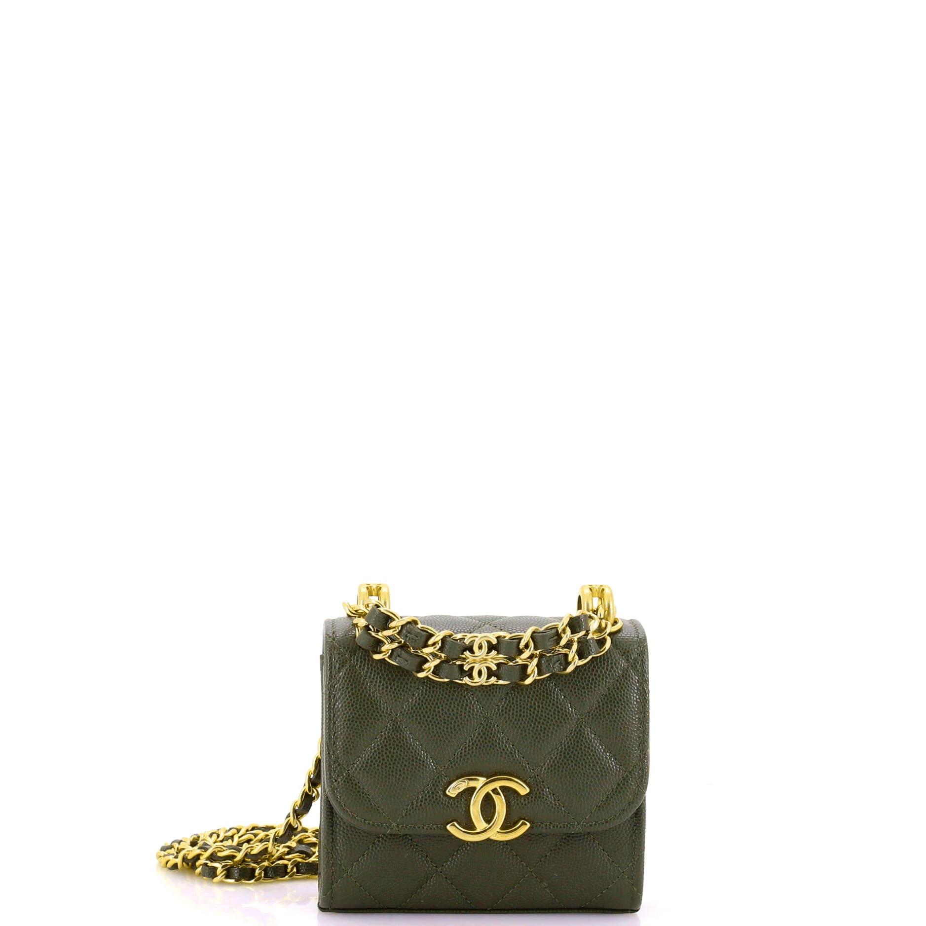 Coco First Clutch With Chain Quilted Caviar