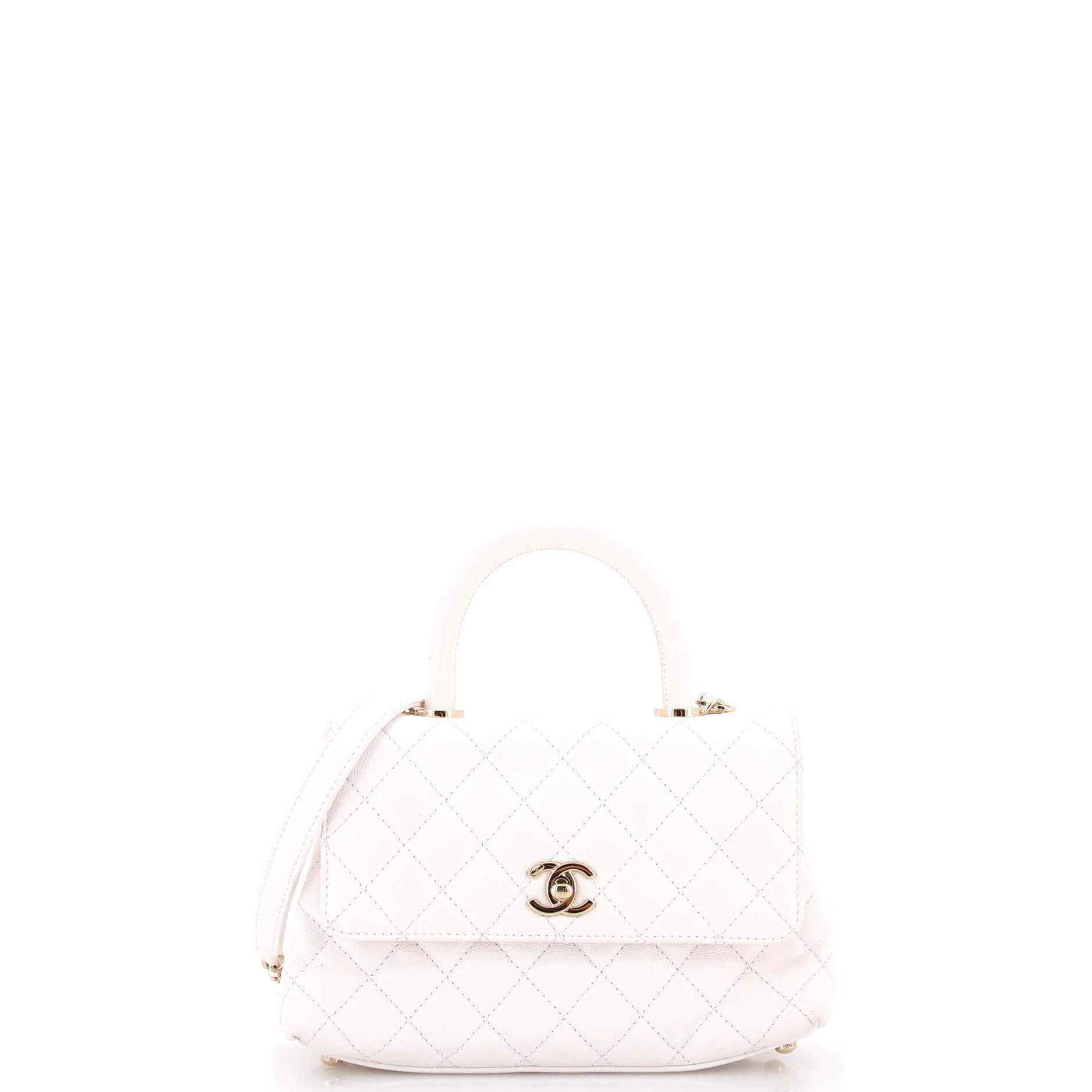 Coco Top Handle Bag Quilted Caviar with Lizard Embossed Handle Mini