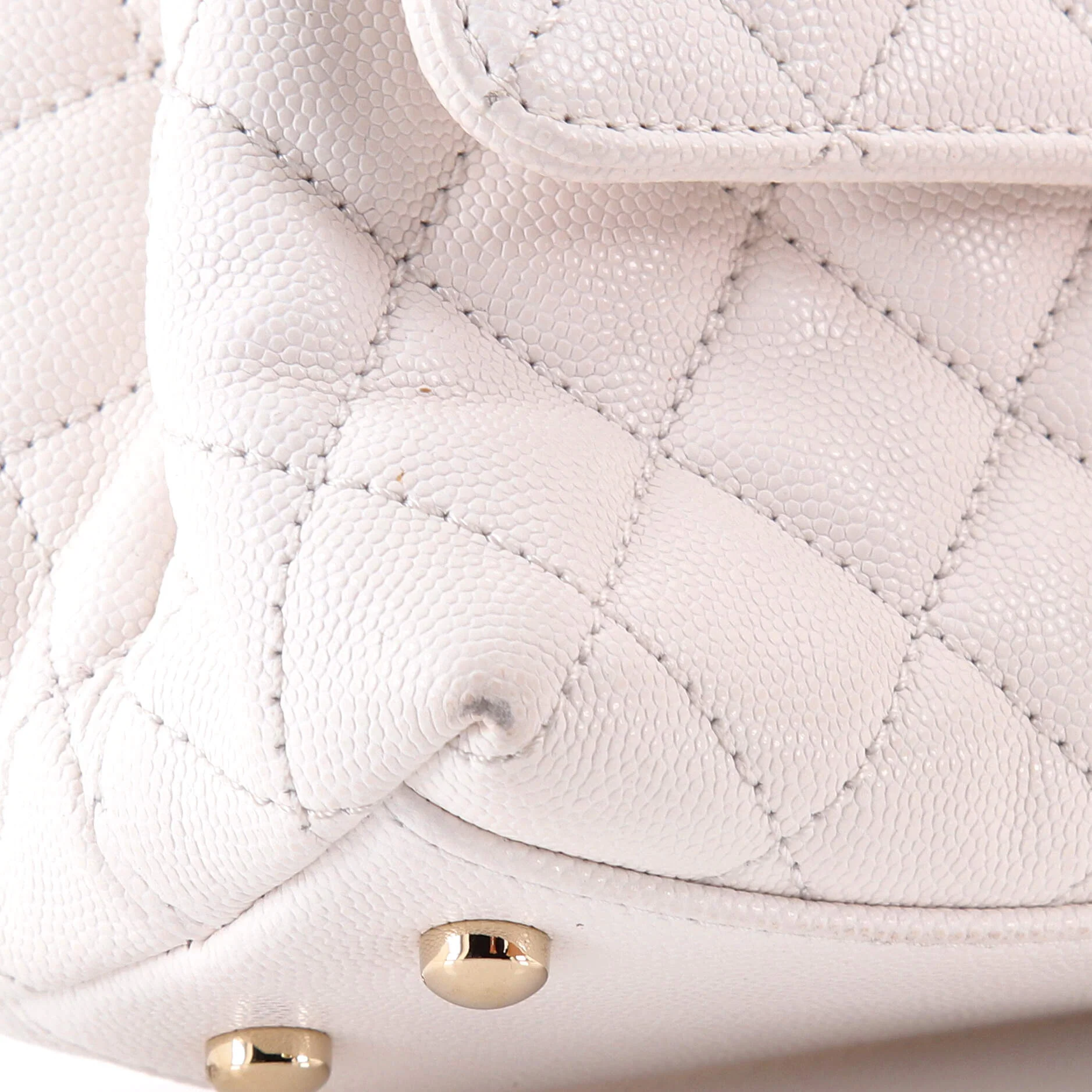 Coco Top Handle Bag Quilted Caviar with Lizard Embossed Handle Mini - Image 6