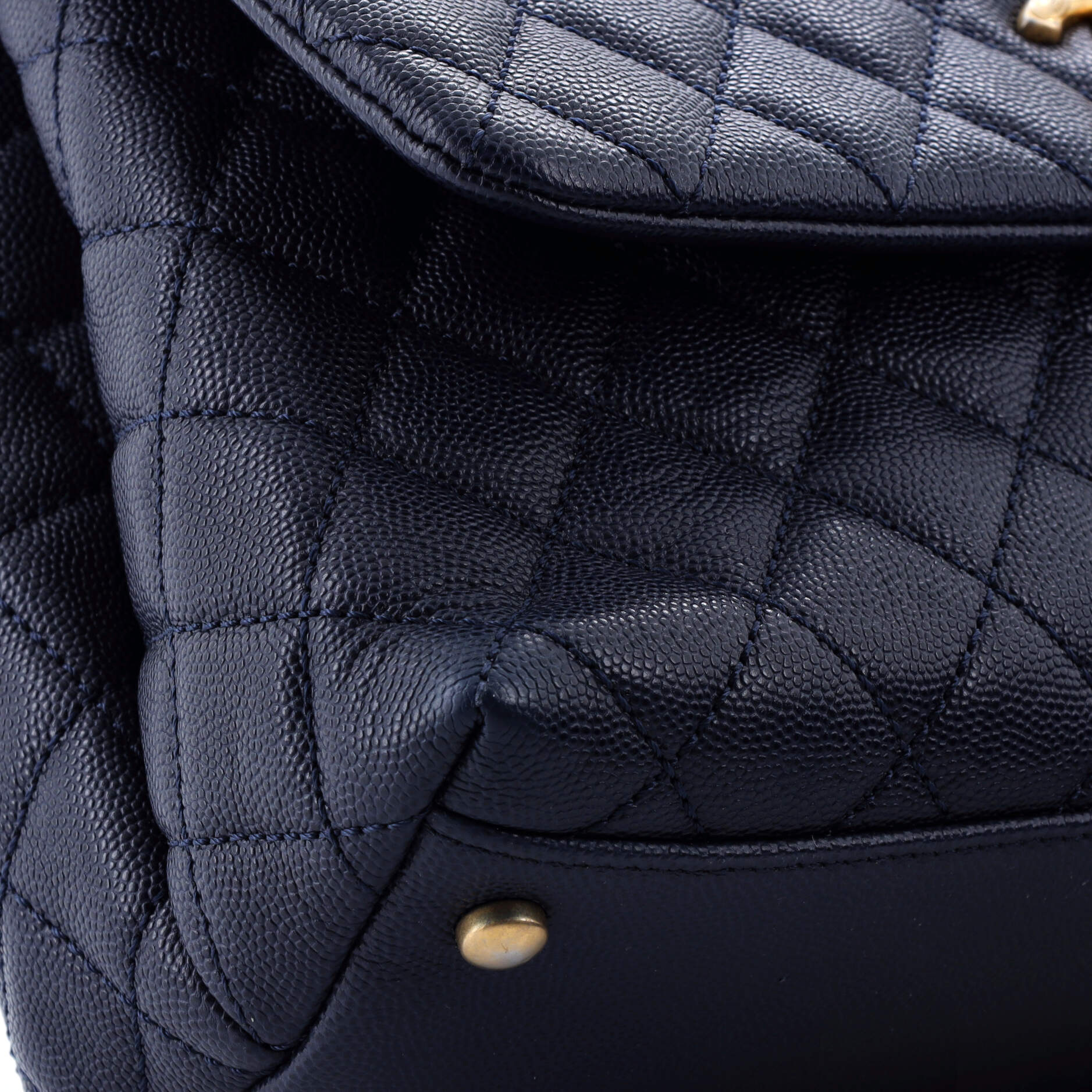 Coco Top Handle Bag Quilted Caviar with Lizard Small - Image 6