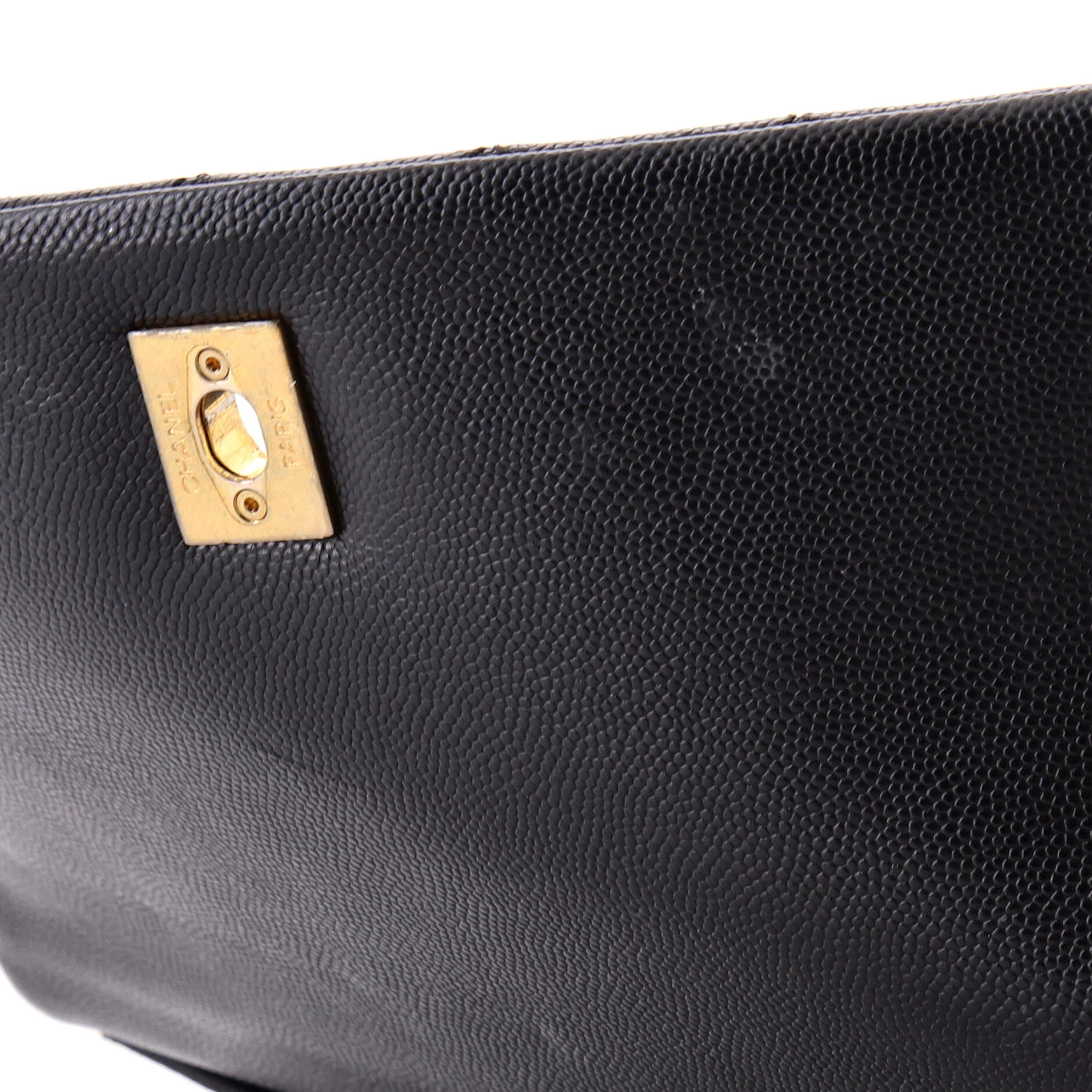 Coco Top Handle Bag Quilted Caviar with Lizard Small - Image 7