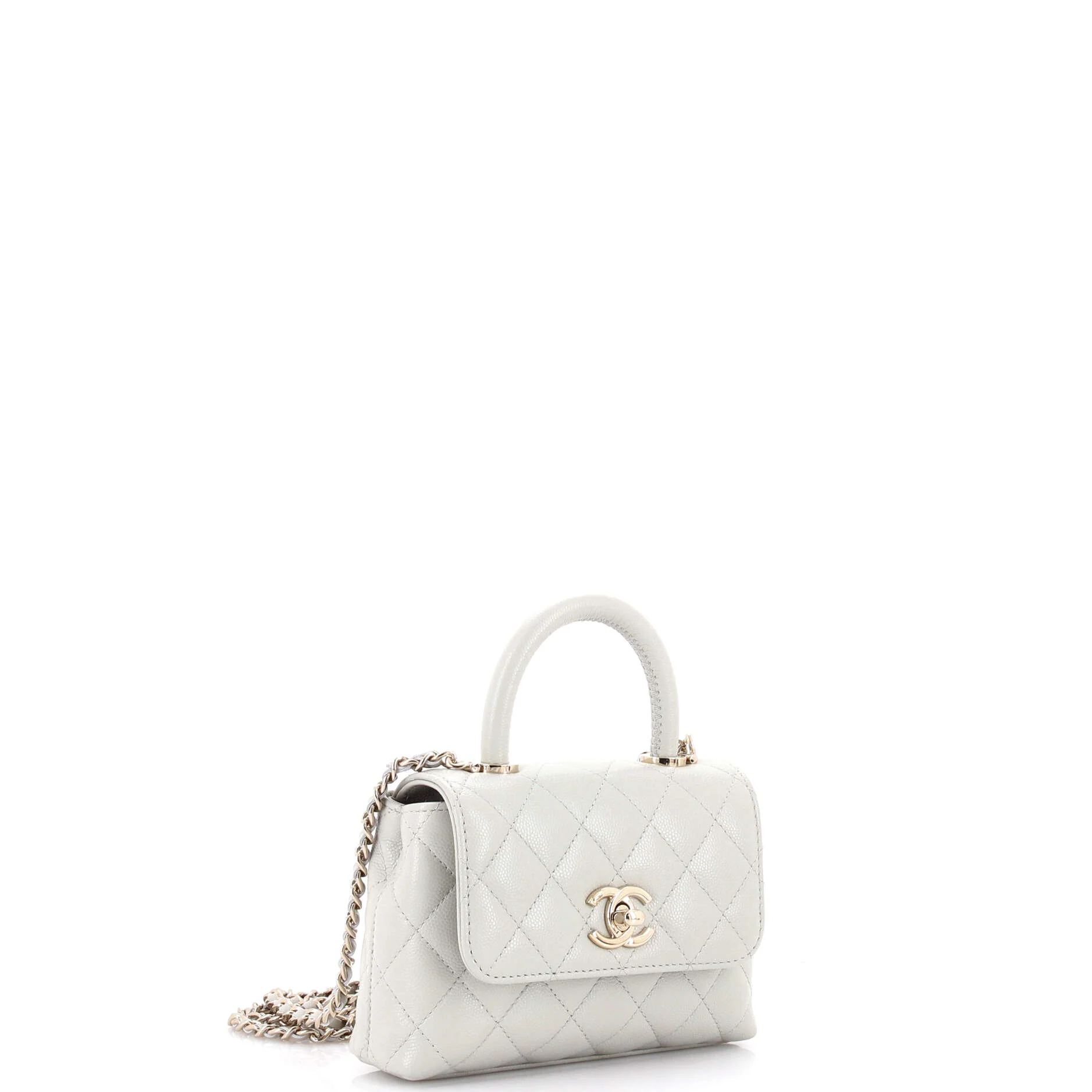 Coco Top Handle Clutch with Chain Quilted Caviar Mini - Image 2