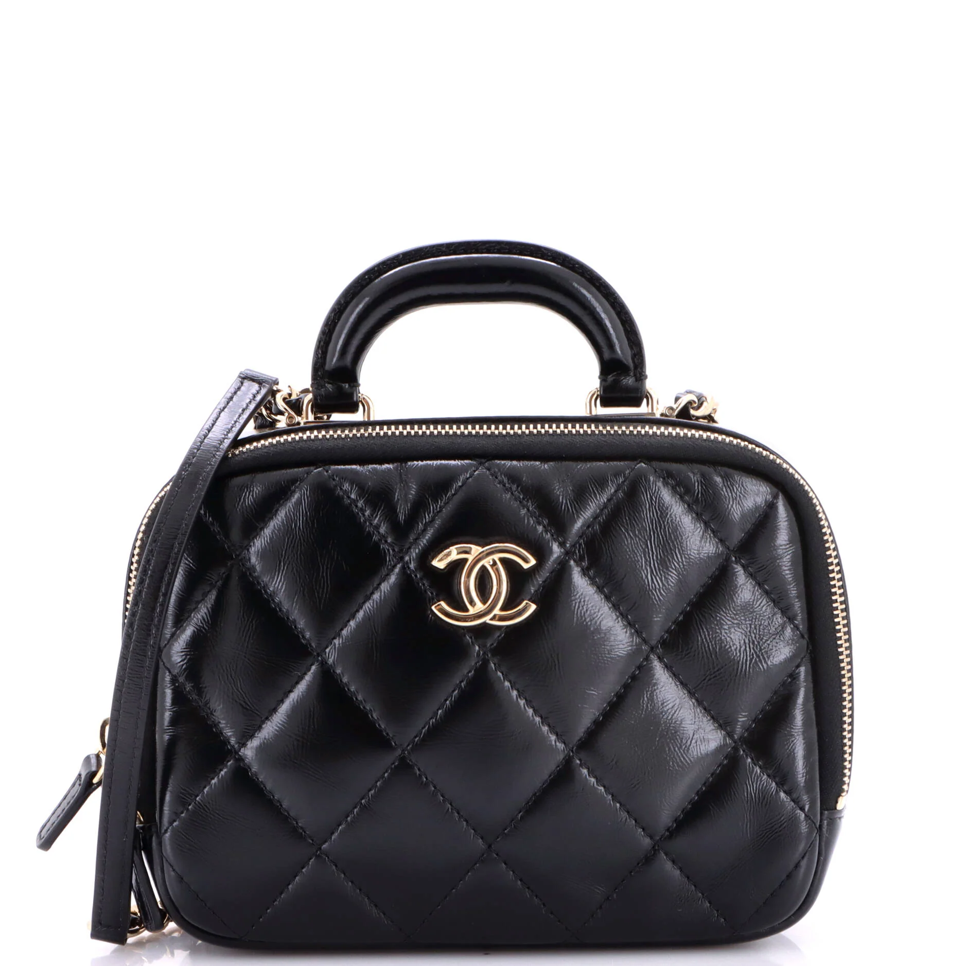 Coco Trip Vanity Case Quilted Shiny Lambskin