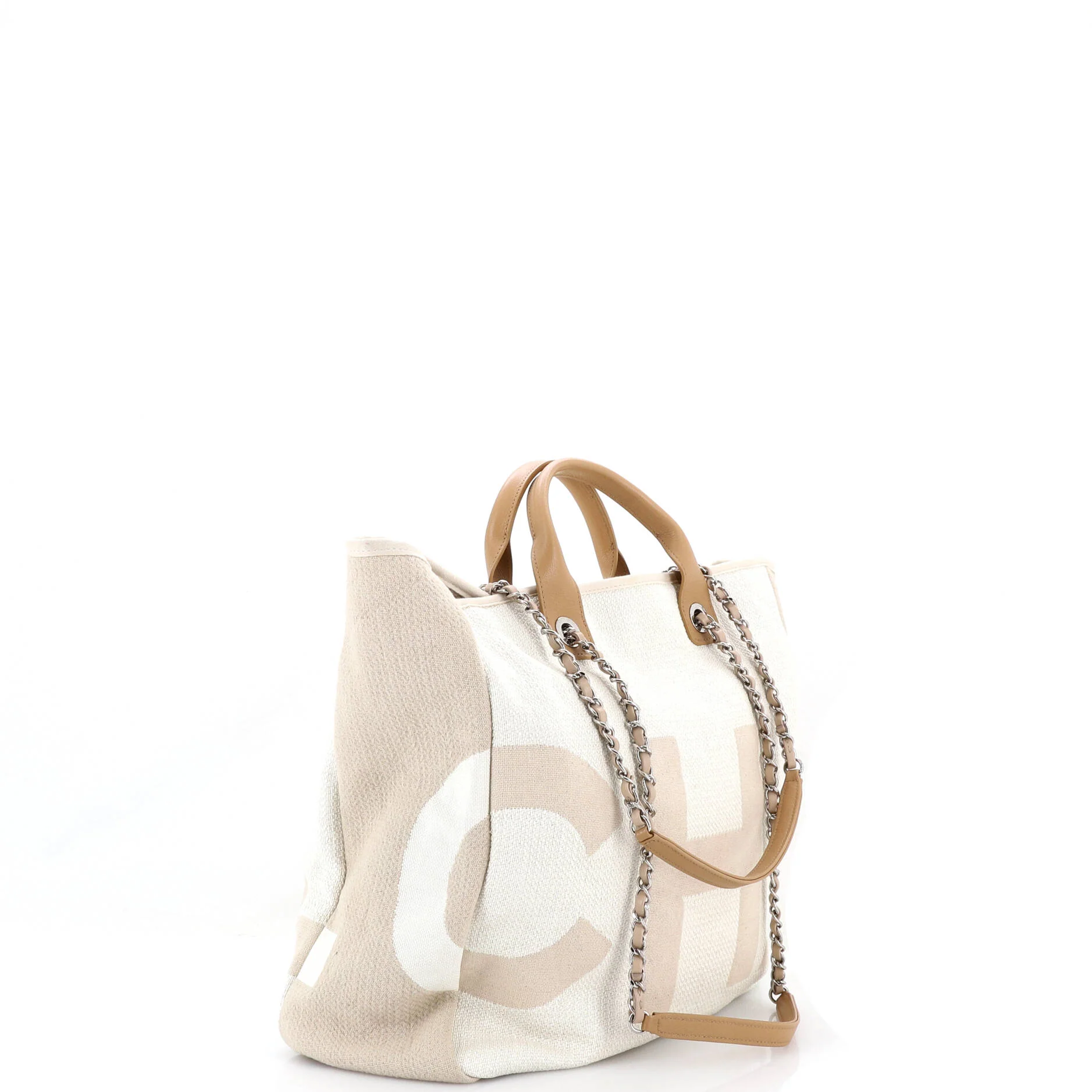 Deauville Logo Shopping Tote Printed Raffia Large - Image 3