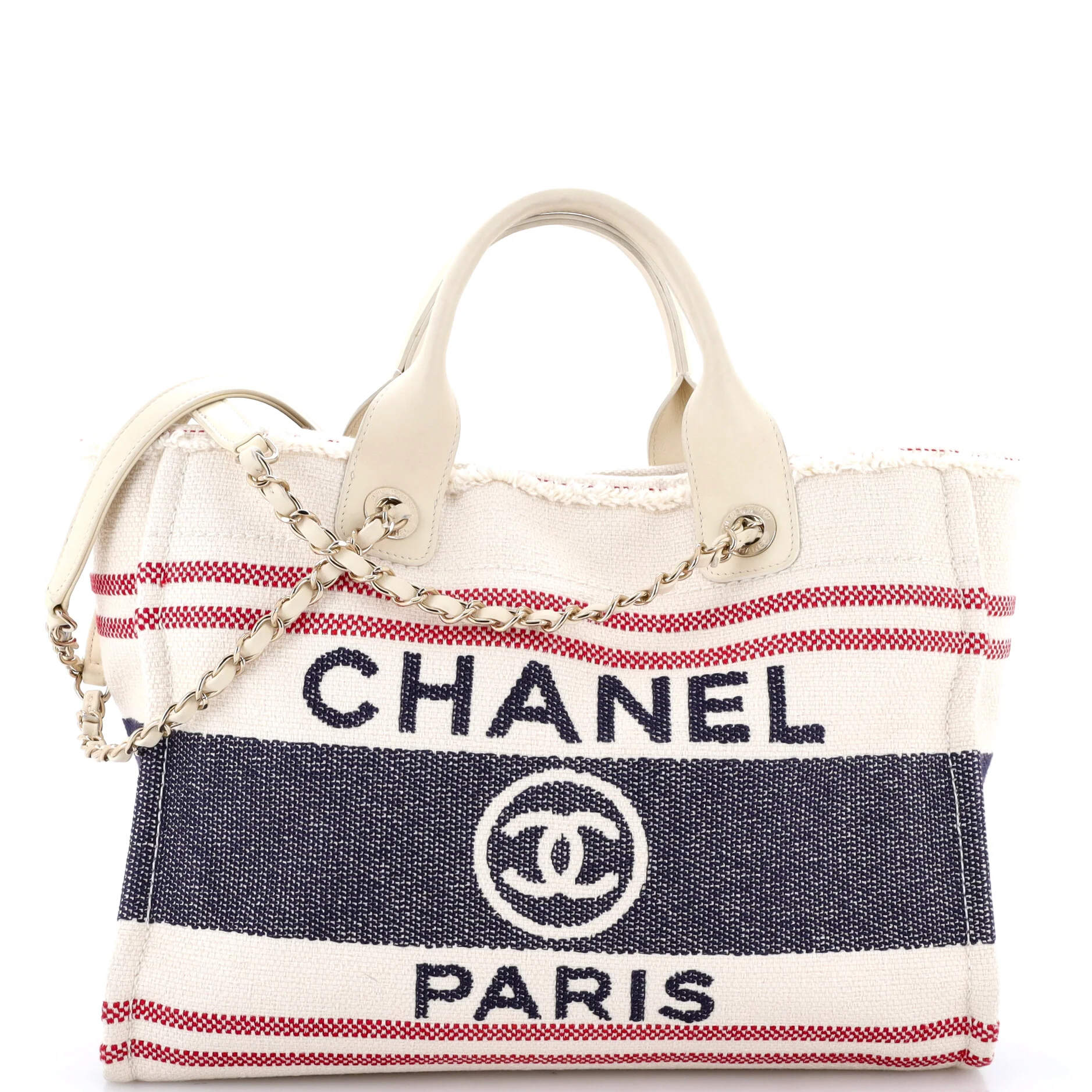 Deauville Tote Fringe Striped Canvas Small