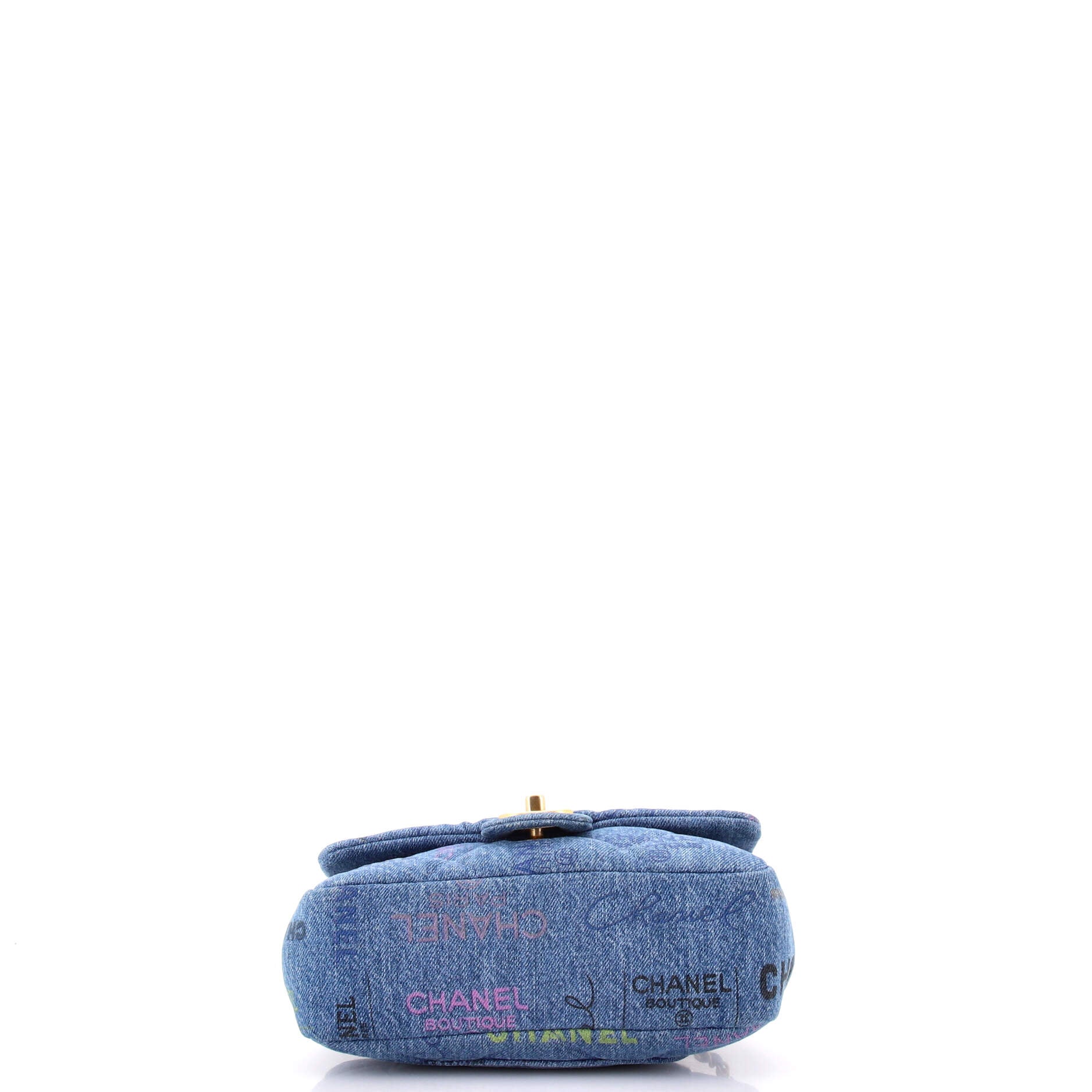 Denim Mood Flap Bag Logo Printed Quilted Denim Small - Image 4