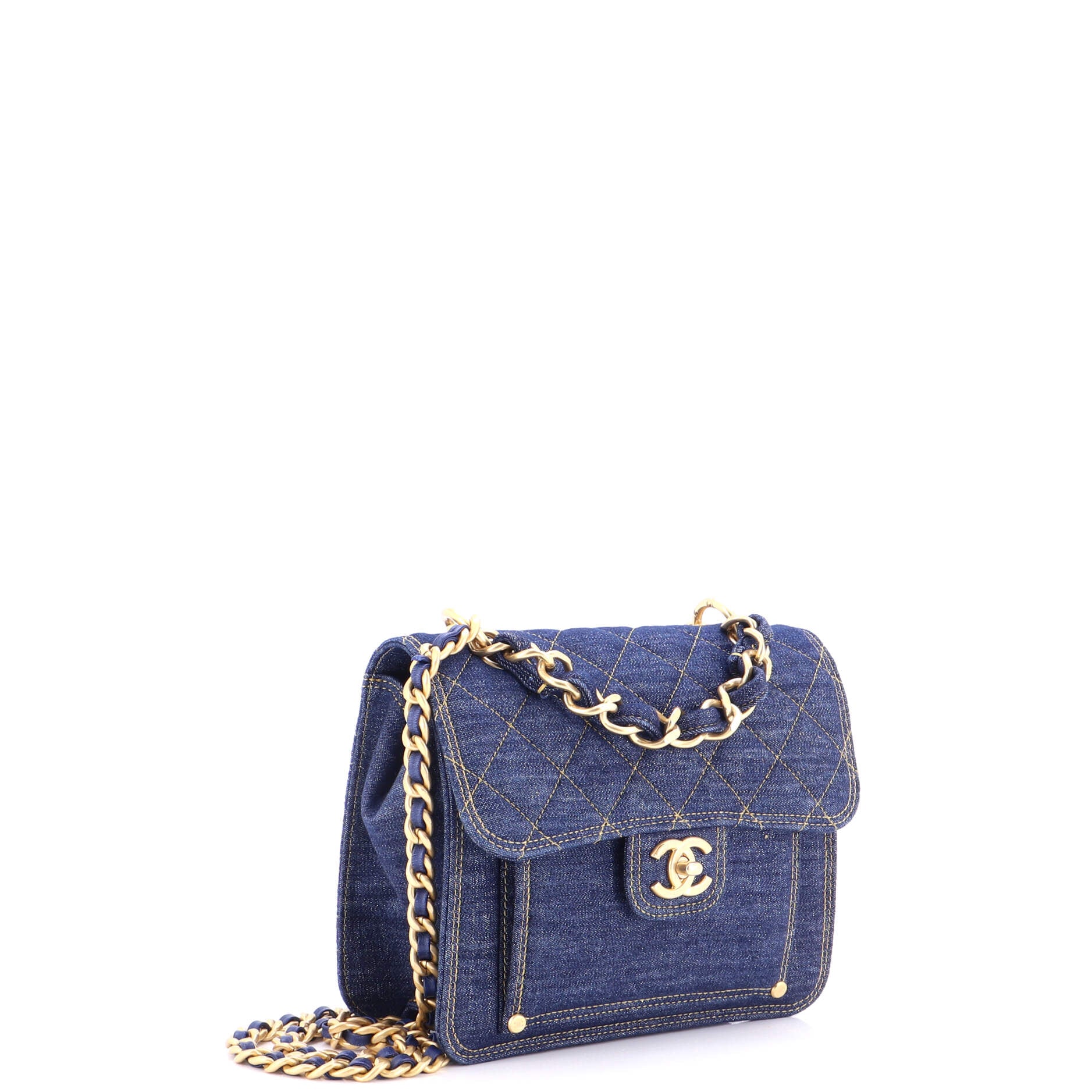 Double You CC Flap Bag Quilted Denim Medium - Image 3