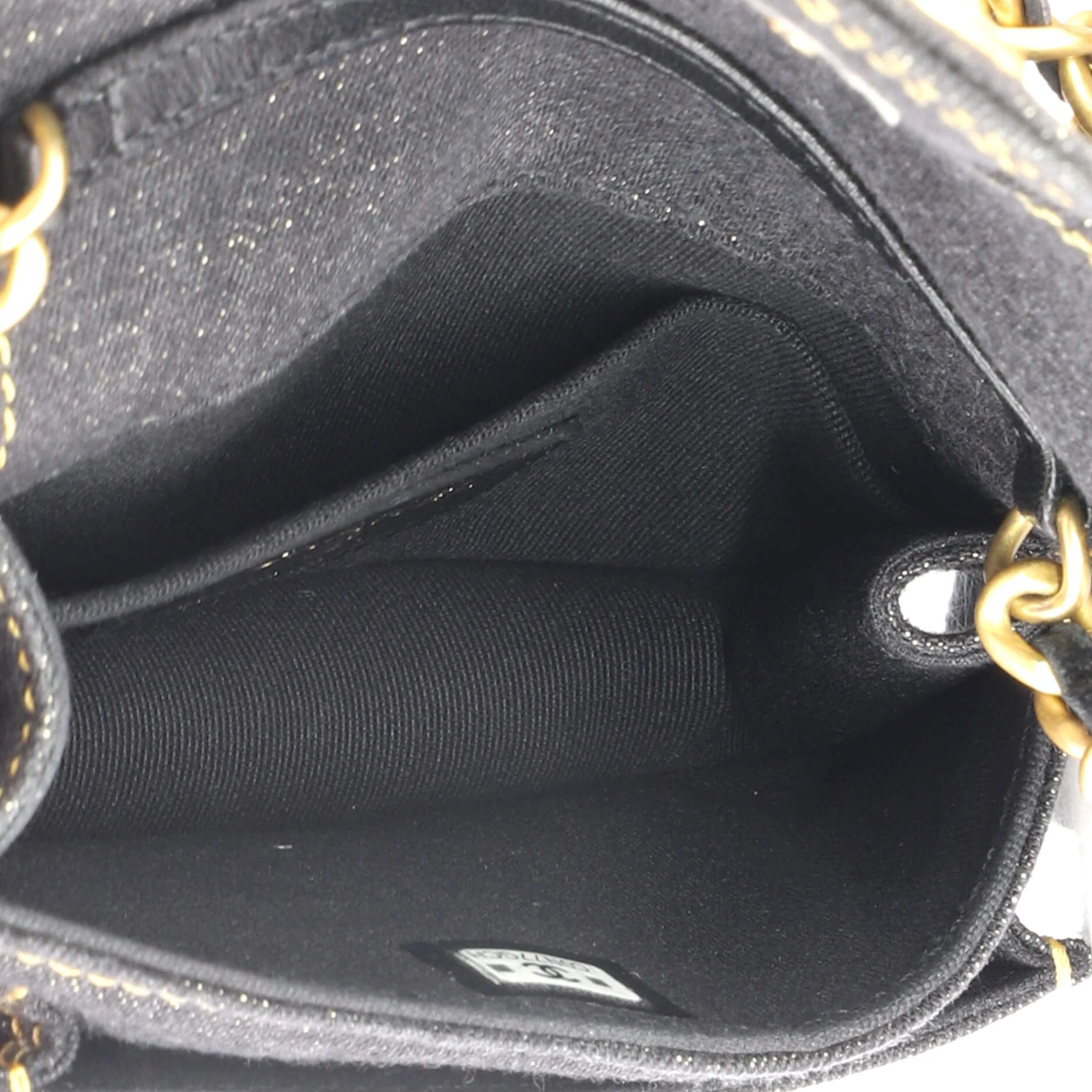Double You CC Flap Clutch with Chain Quilted Denim - Image 5