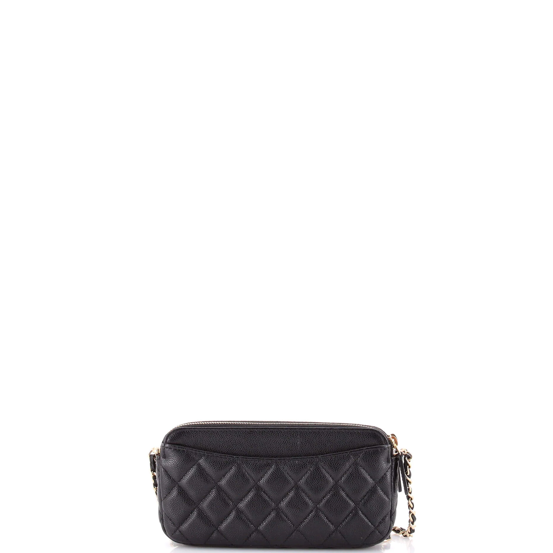 Double Zip Clutch with Chain Quilted Caviar - Image 3