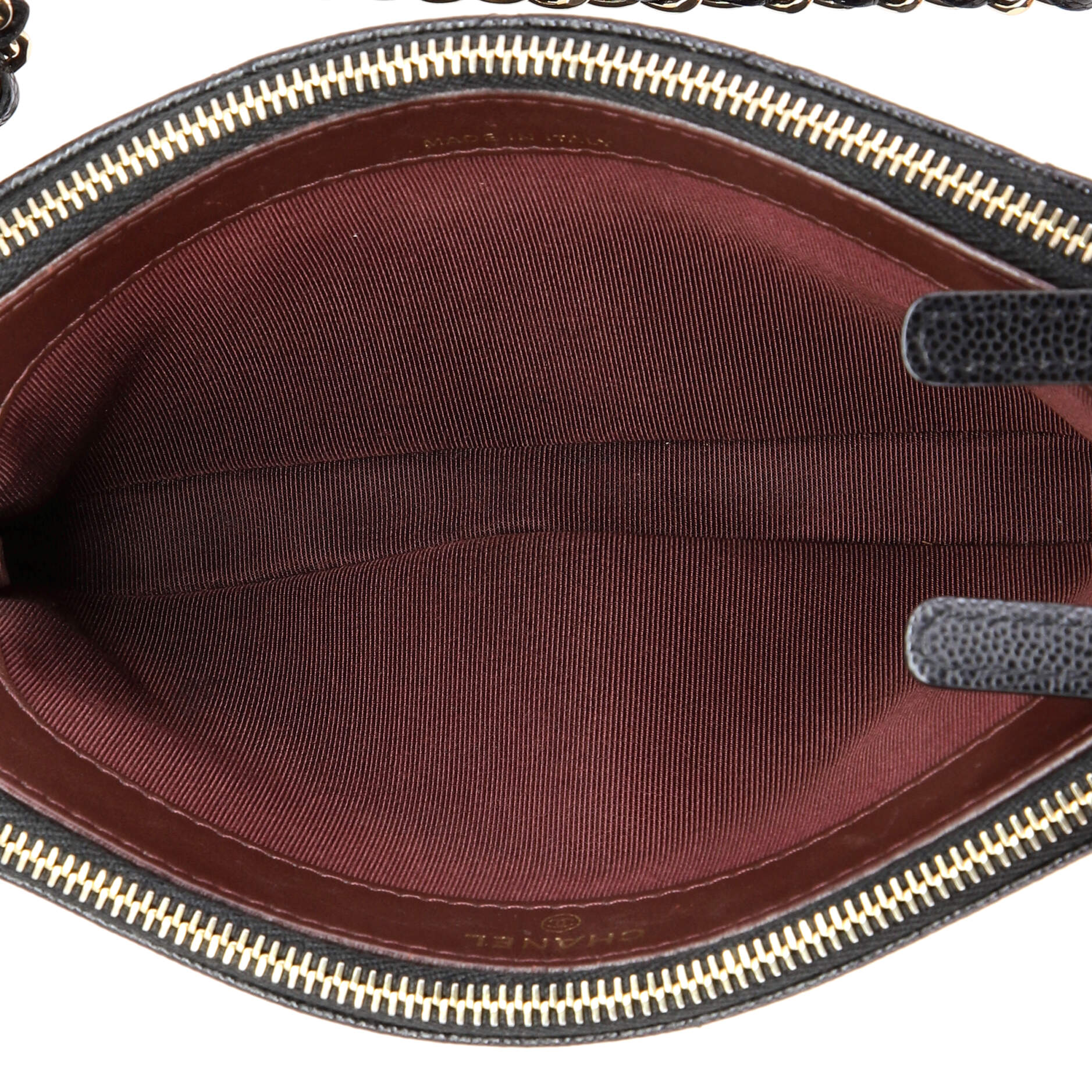 Double Zip Clutch with Chain Quilted Caviar - Image 5