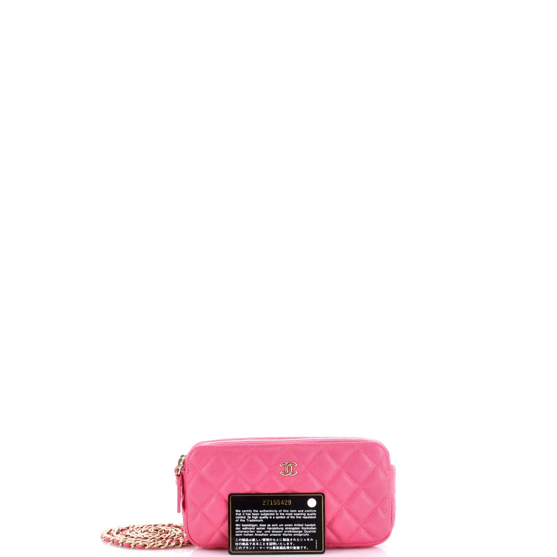 Double Zip Clutch with Chain Quilted Caviar - Image 2