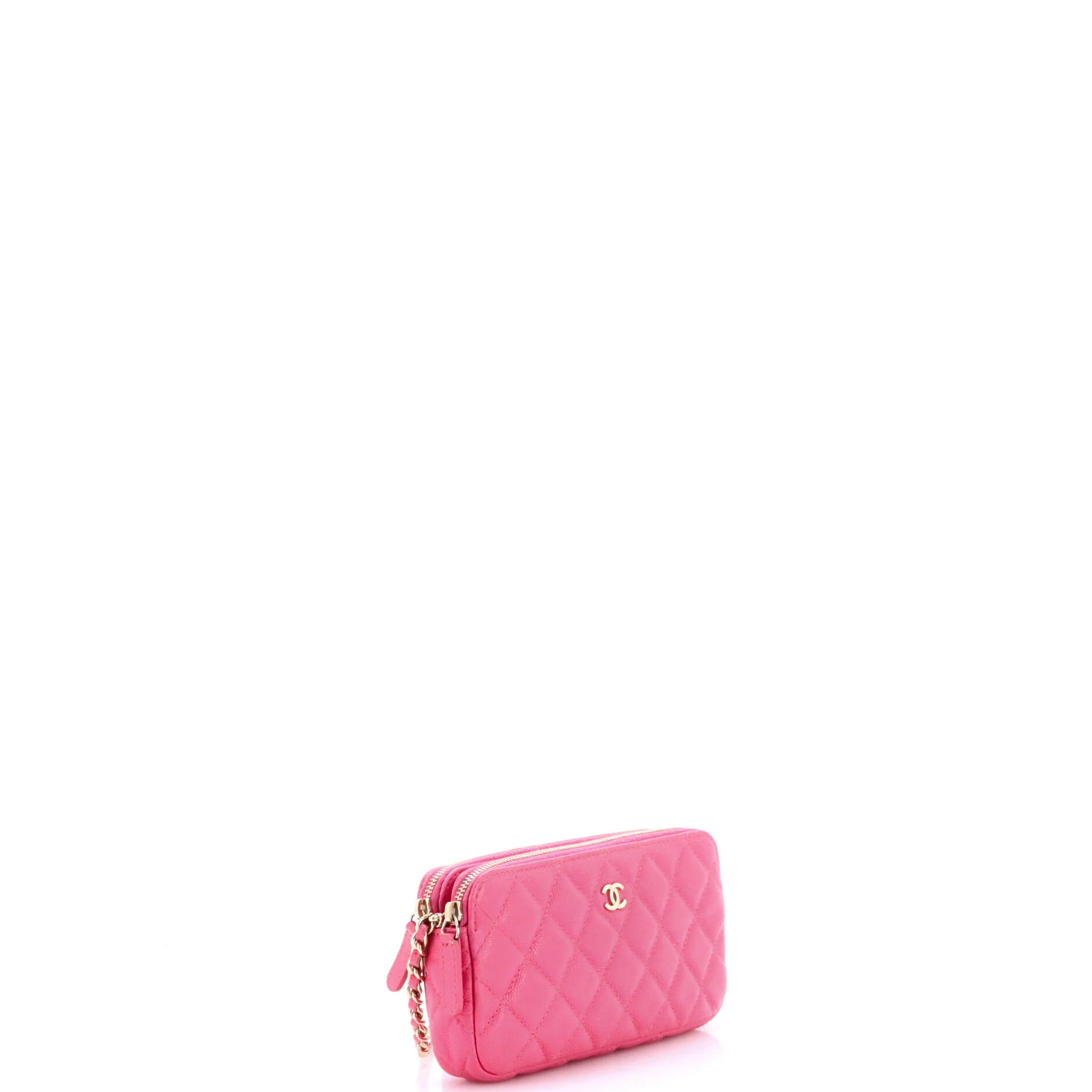 Double Zip Clutch with Chain Quilted Caviar - Image 3