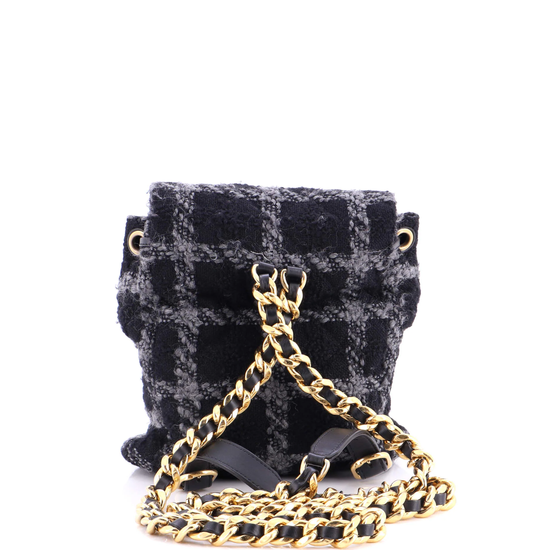Duma Drawstring Backpack Quilted Wool Tweed Large - Image 3