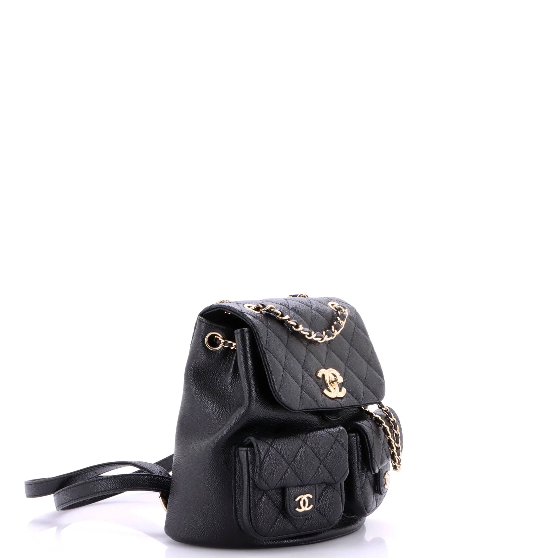 Duma Pockets Drawstring Backpack Quilted Caviar Small - Image 2