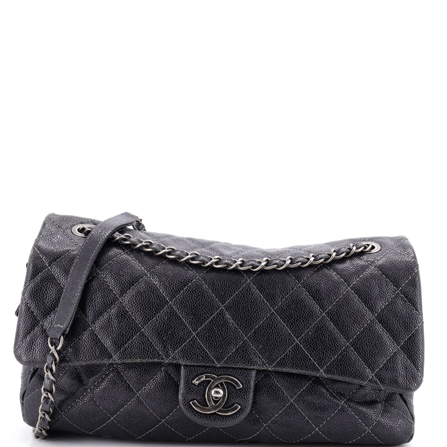 Easy Flap Bag Quilted Caviar Jumbo