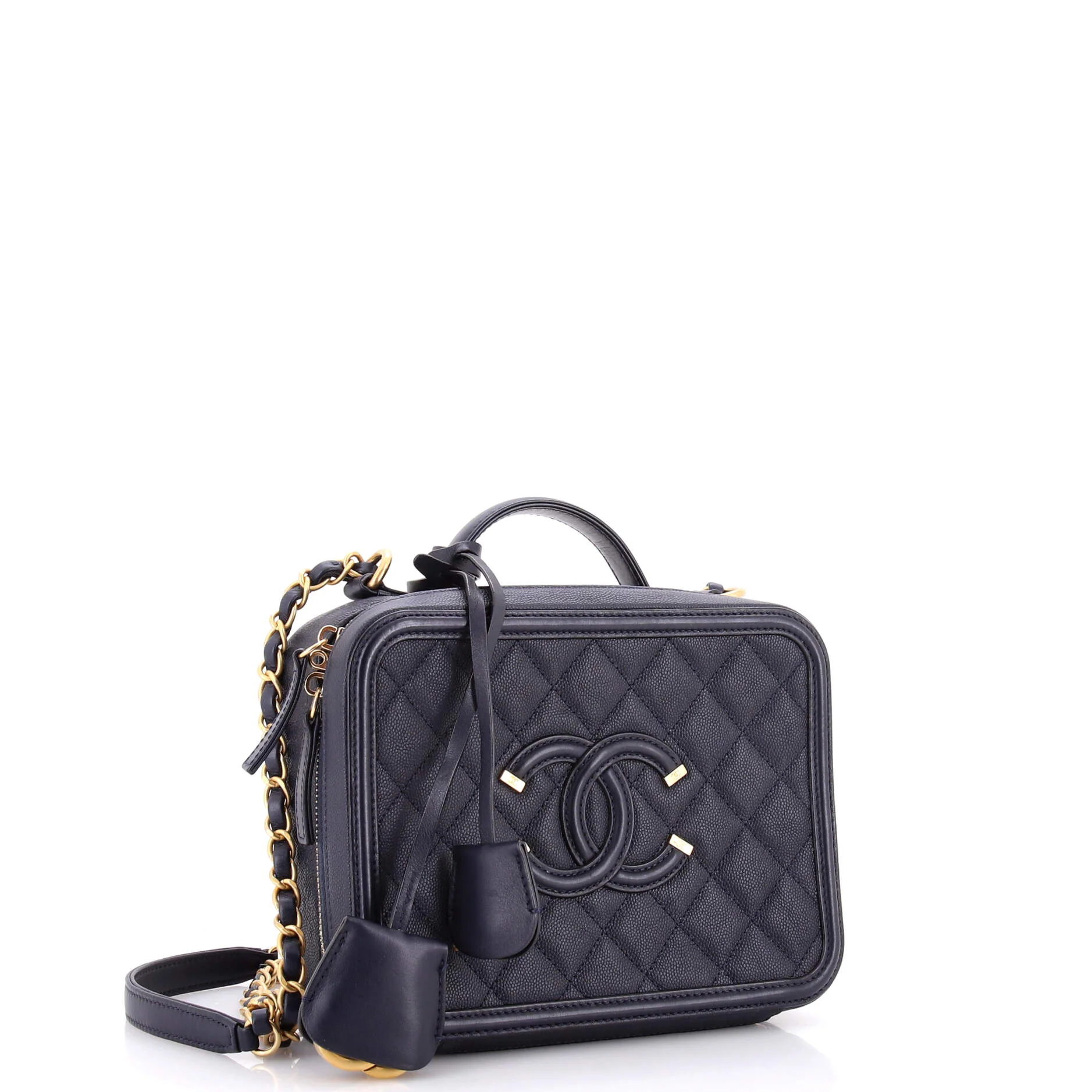 Filigree Vanity Case Quilted Caviar Medium - Image 2