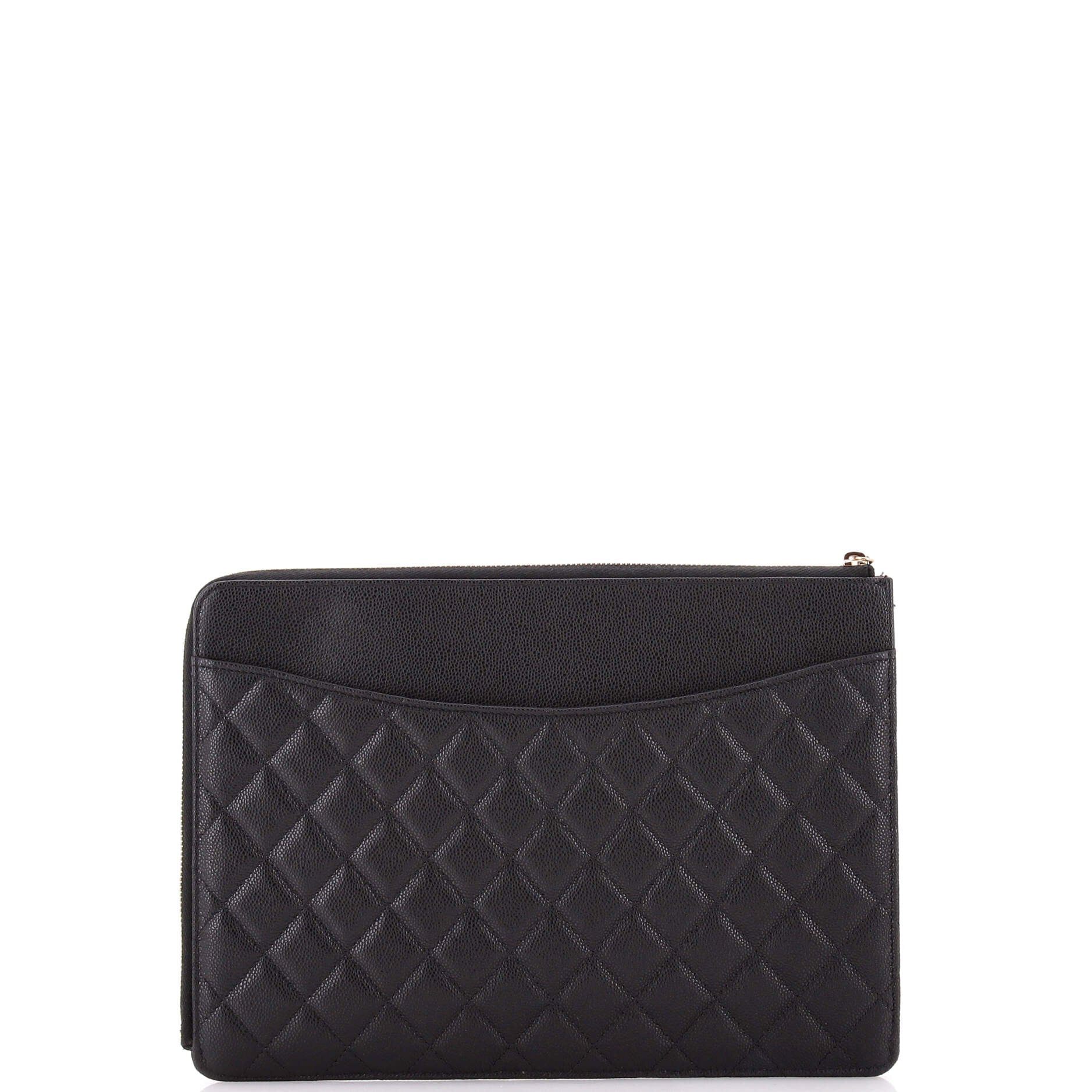Flap Zip Clutch Quilted Caviar Large - Image 3