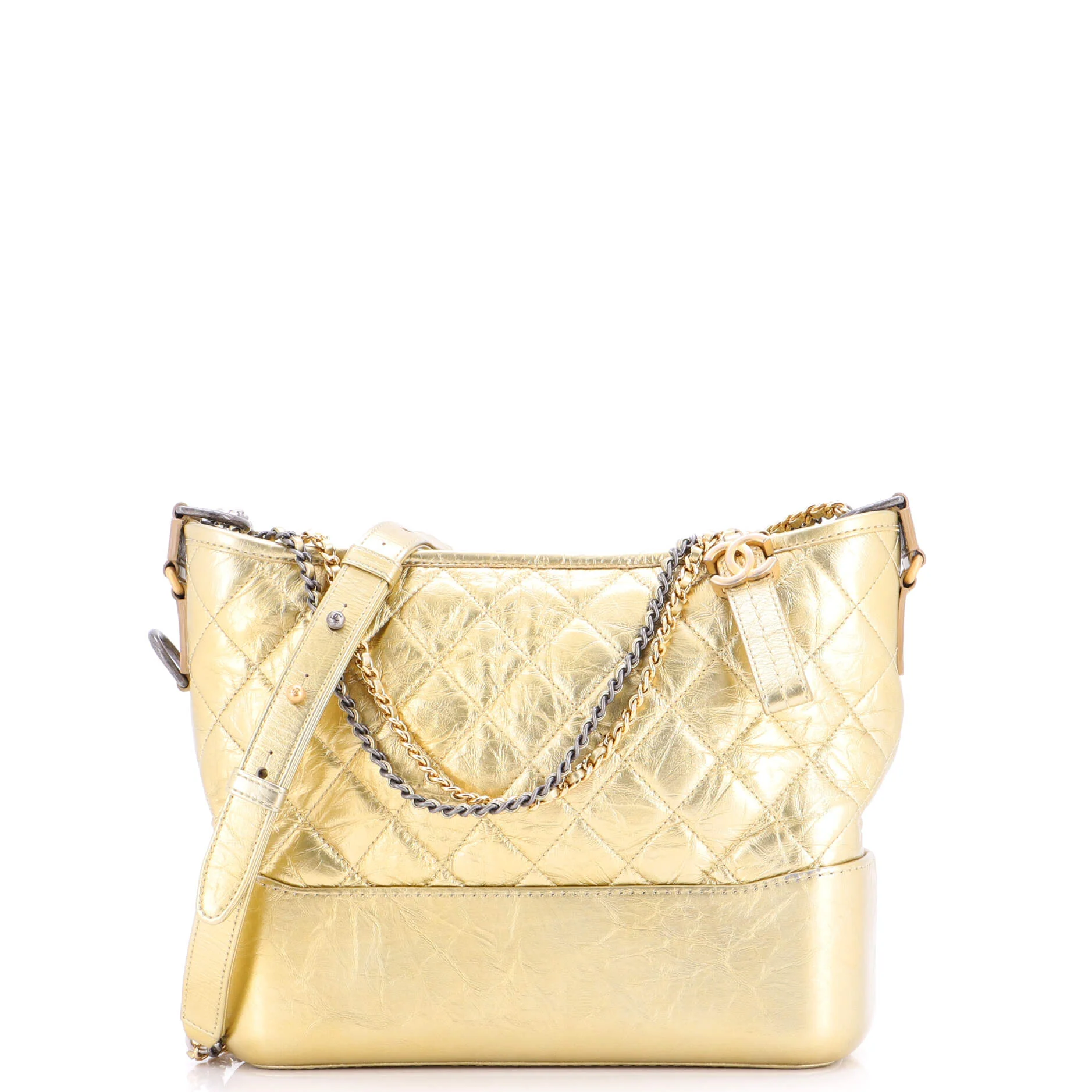 Gabrielle Hobo Quilted Metallic Aged Calfskin Medium