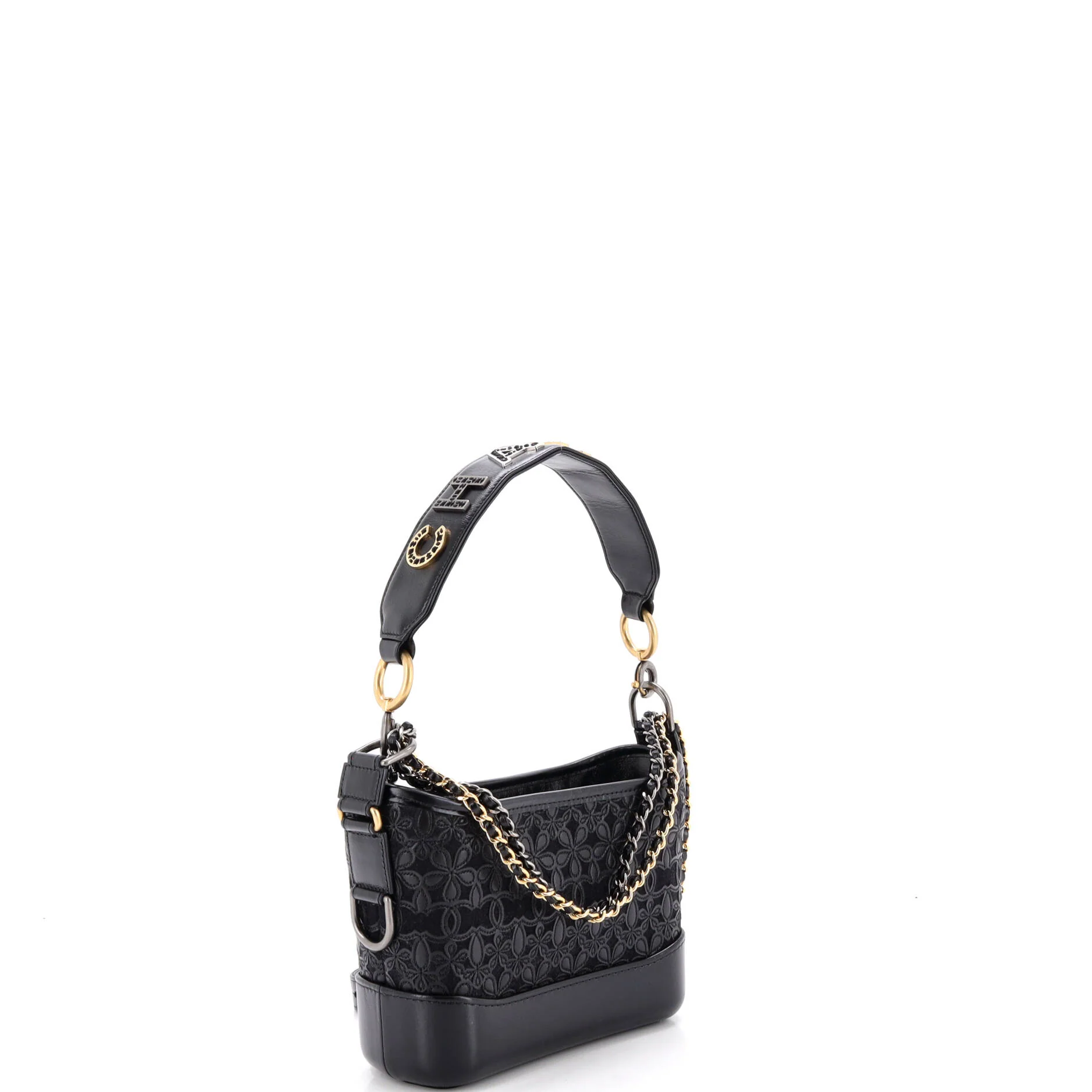 Gabrielle Hobo with Logo Handle Laser Cut Calfskin and Wool Felt Small - Image 2