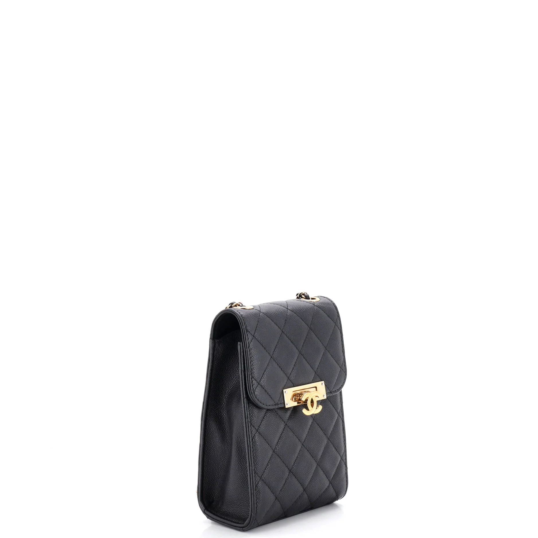Golden Class Phone Holder Crossbody Bag Quilted Caviar - Image 2
