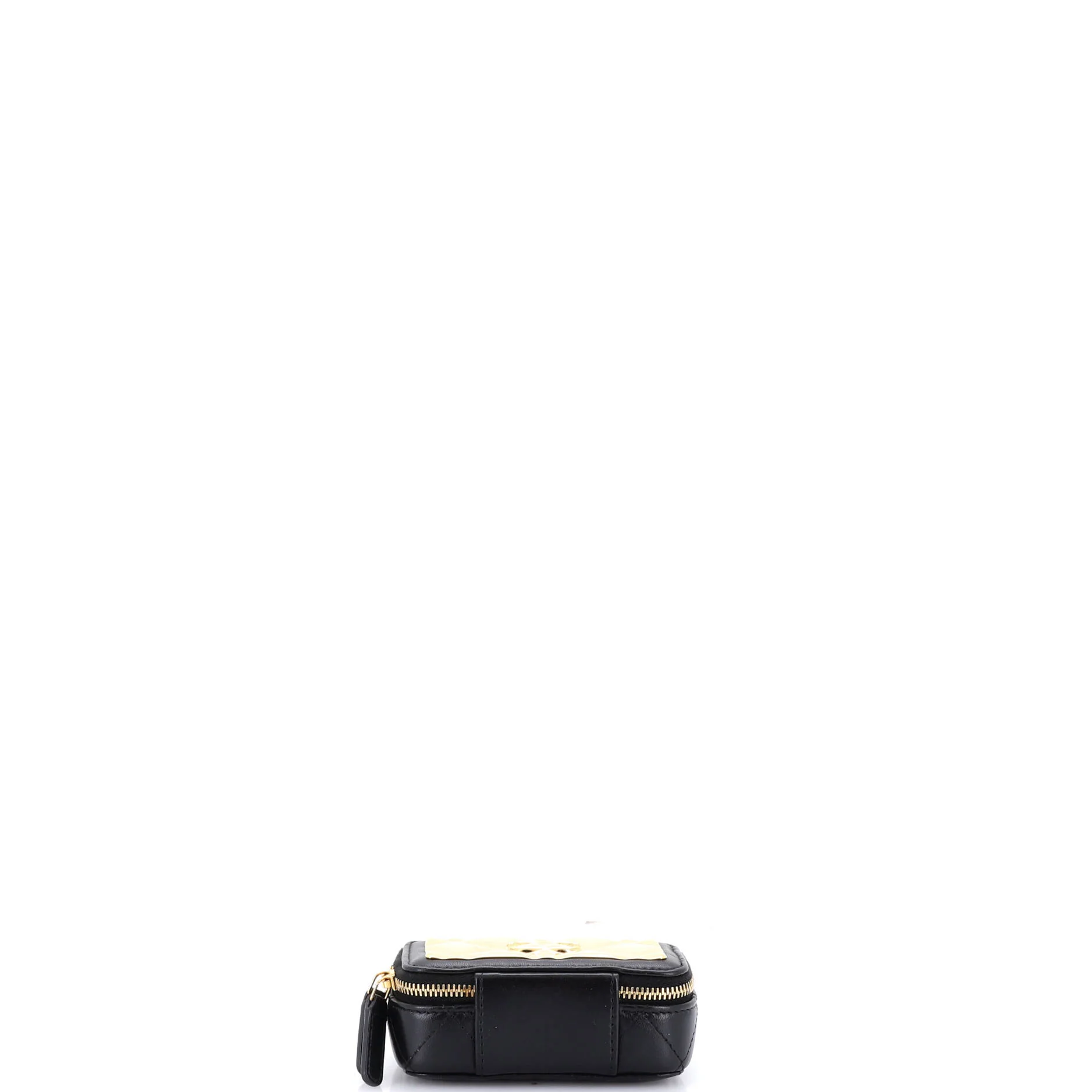 Golden Plate Zip Around Vanity Case with Chain Quilted Metal and Lambskin Extra Mini - Image 5