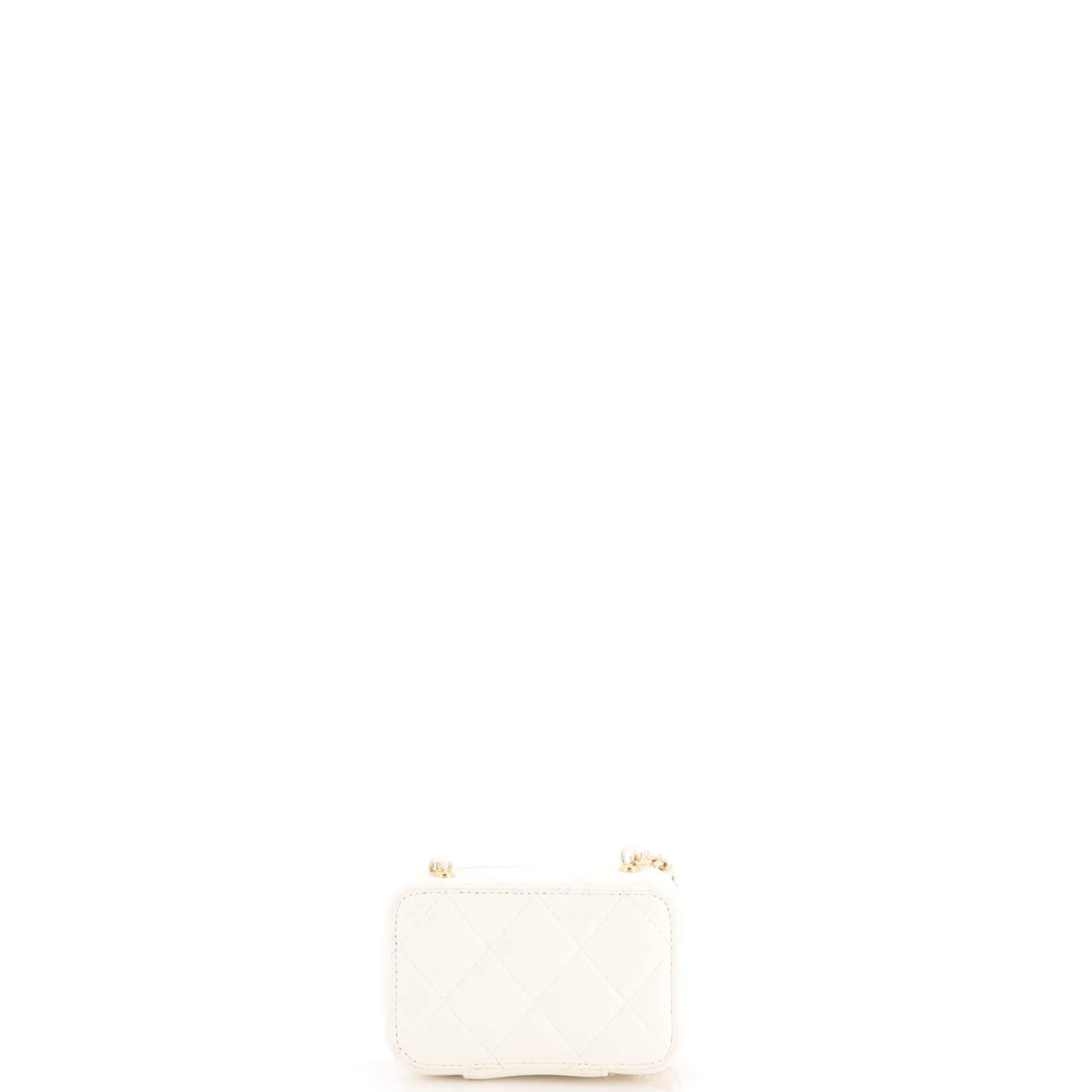 Golden Plate Zip Around Vanity Case with Chain Quilted Metal and Lambskin Extra Mini - Image 3