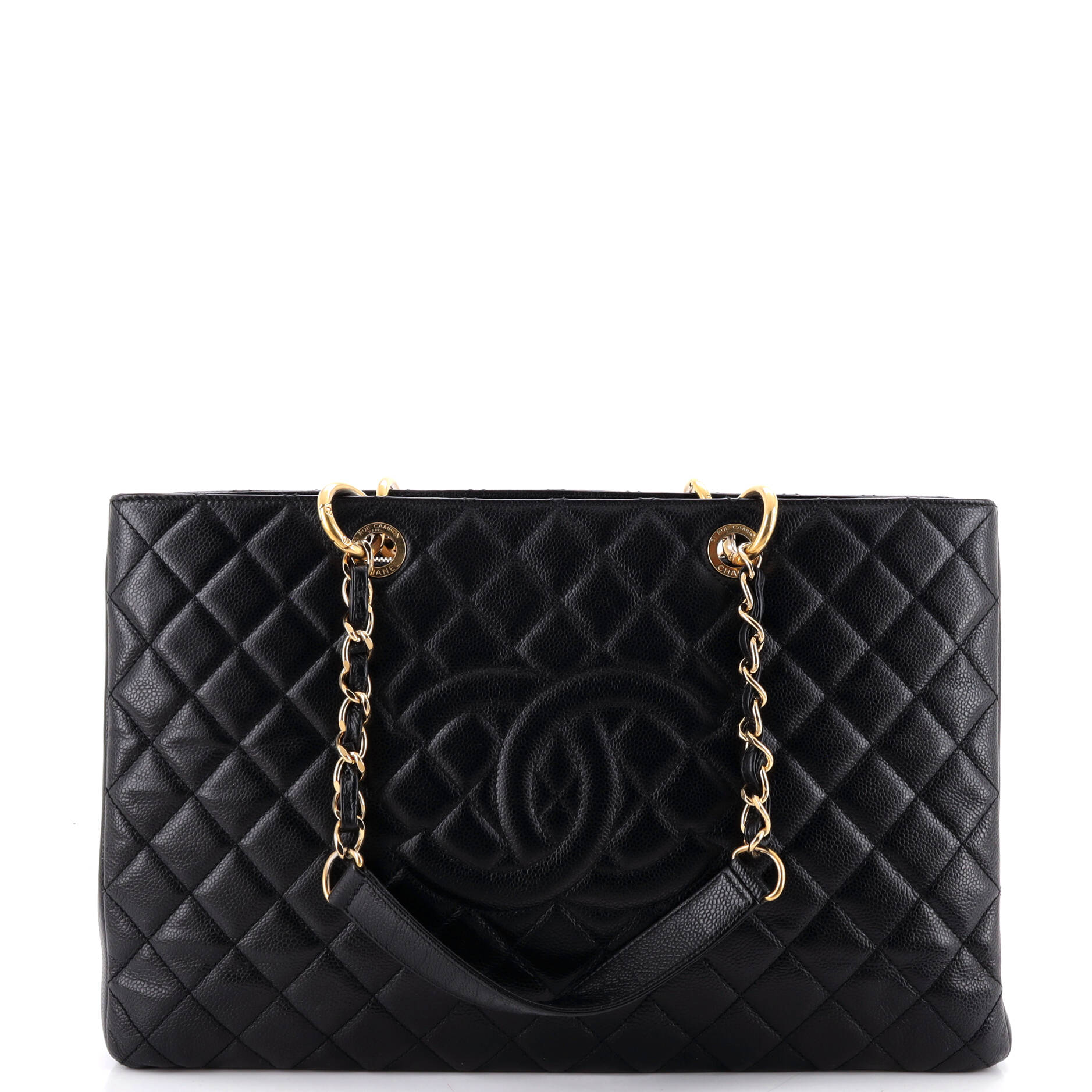 Grand Shopping Tote Quilted Caviar XL