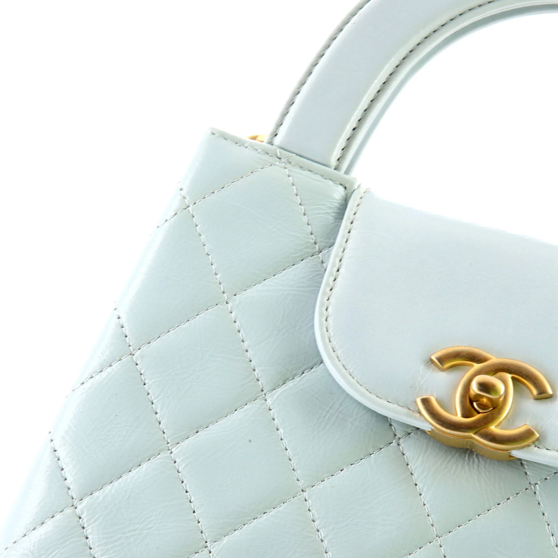 Kelly Top Handle Shopping Bag Quilted Shiny Aged Calfskin Mini - Image 6