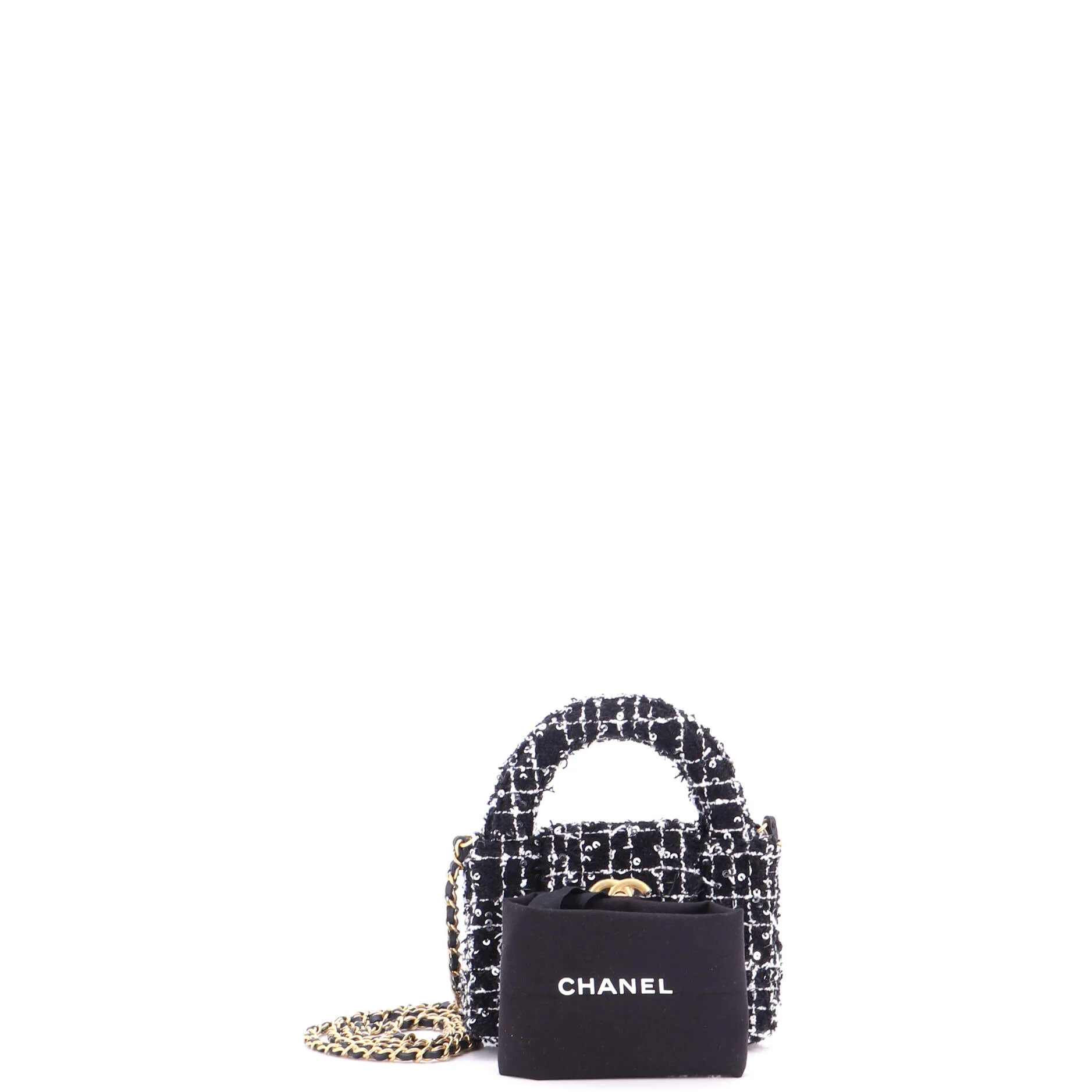 Kelly Top Handle Shopping Bag Quilted Tweed with Sequins Nano - Image 2