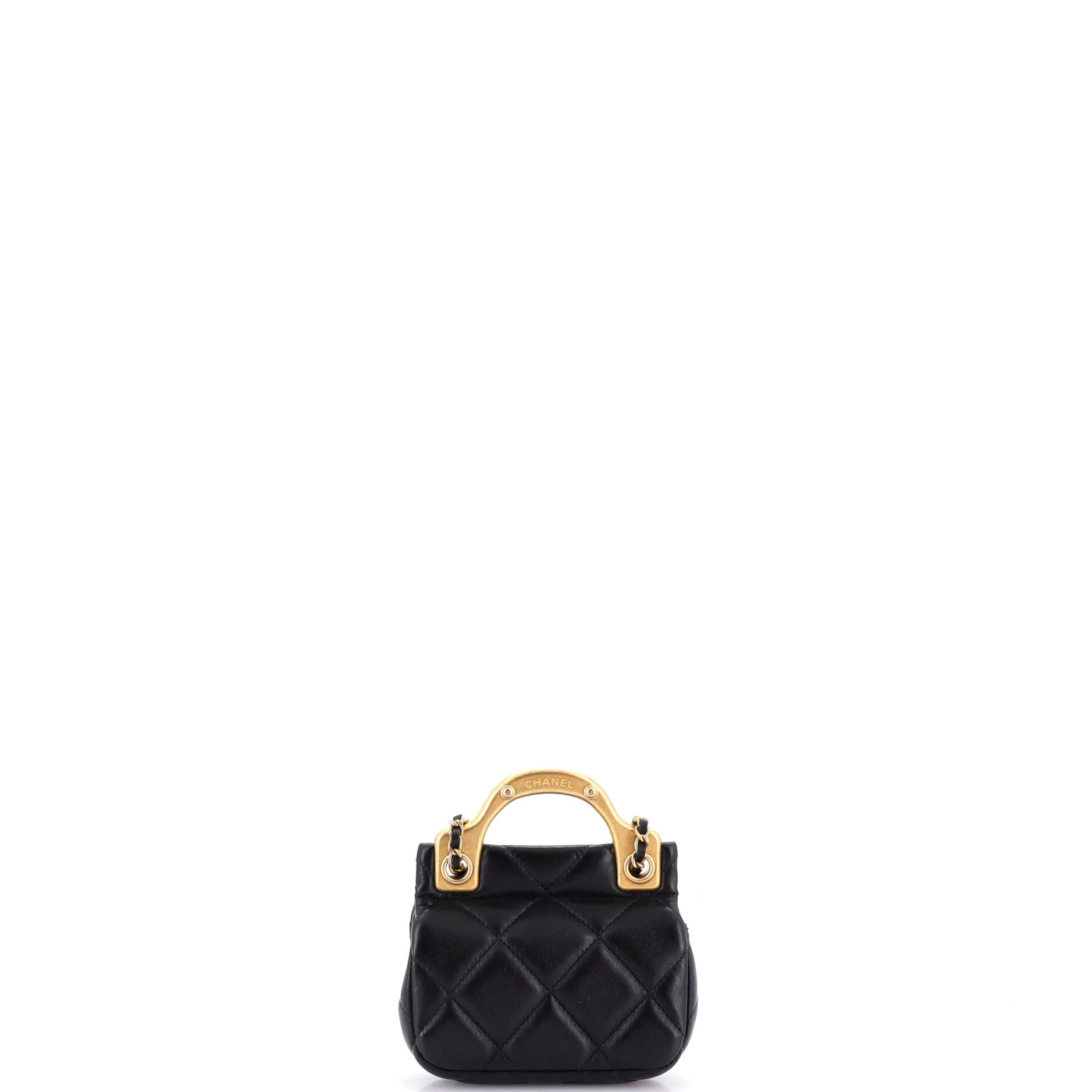 Lady Handle Flap Card Holder on Chain Quilted Calfskin - Image 4