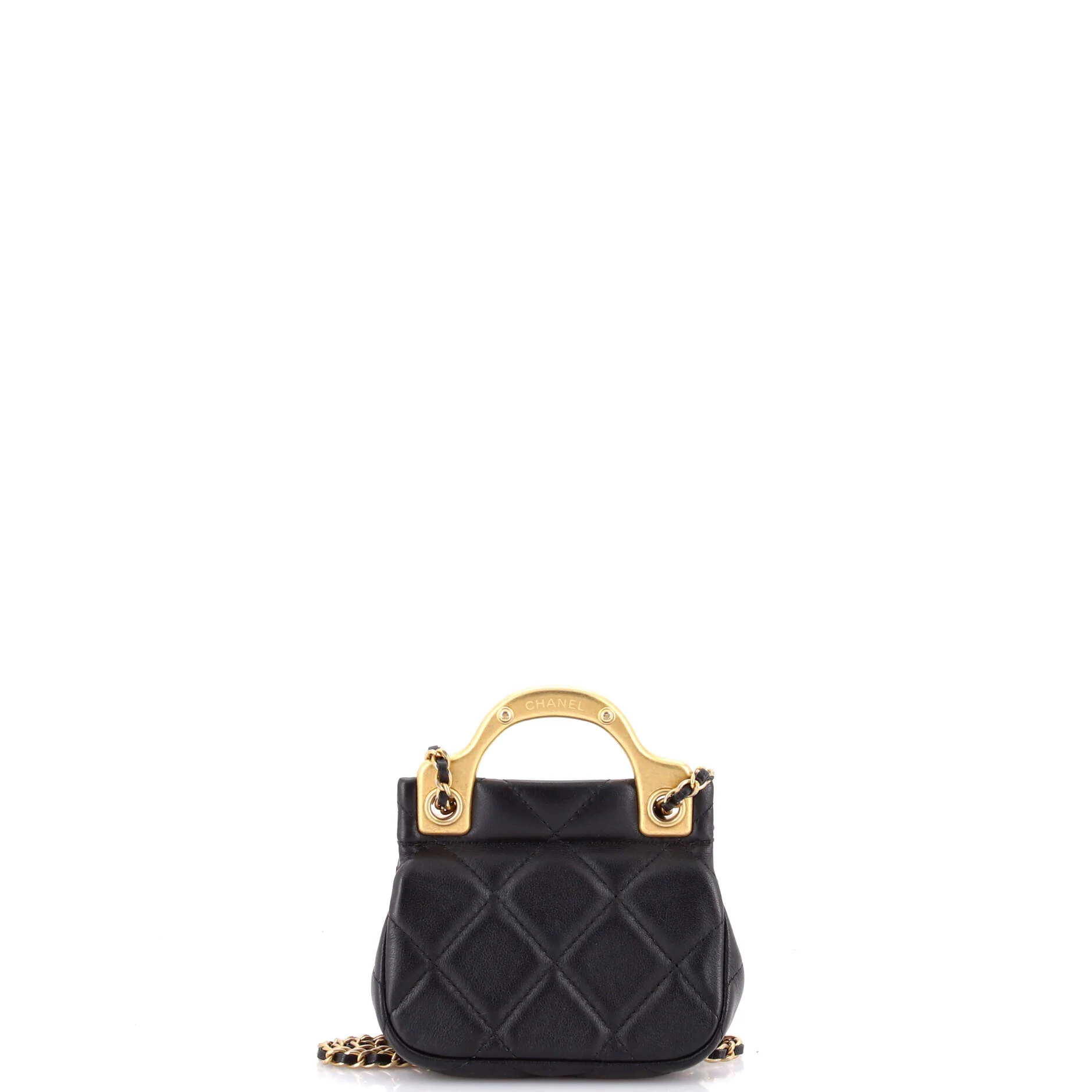 Lady Handle Flap Card Holder on Chain Quilted Calfskin - Image 3