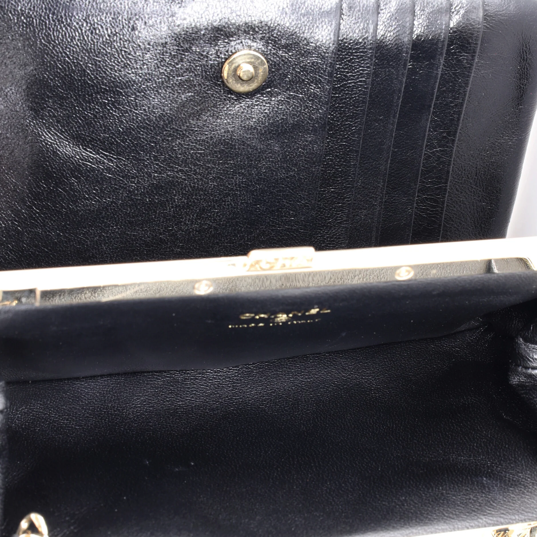 Logo Clasp Frame Clutch with Chain Quilted Lambskin Small - Image 5