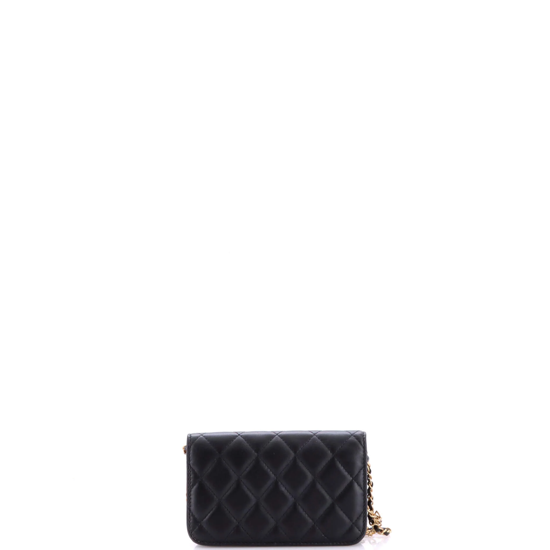 Medallion Charm Chain Phone Holder Quilted Lambskin - Image 3