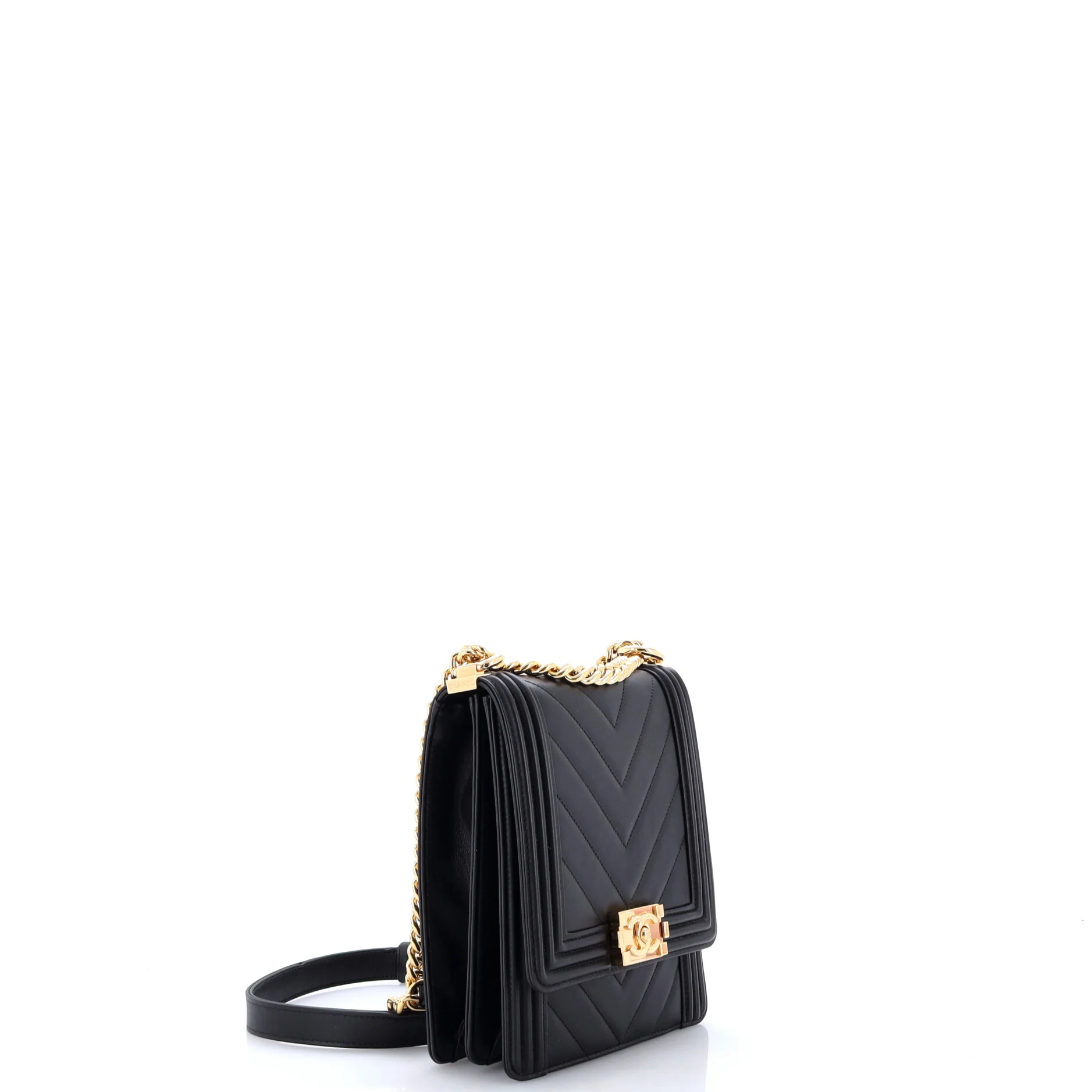 North South Boy Flap Bag Chevron Lambskin Small - Image 2