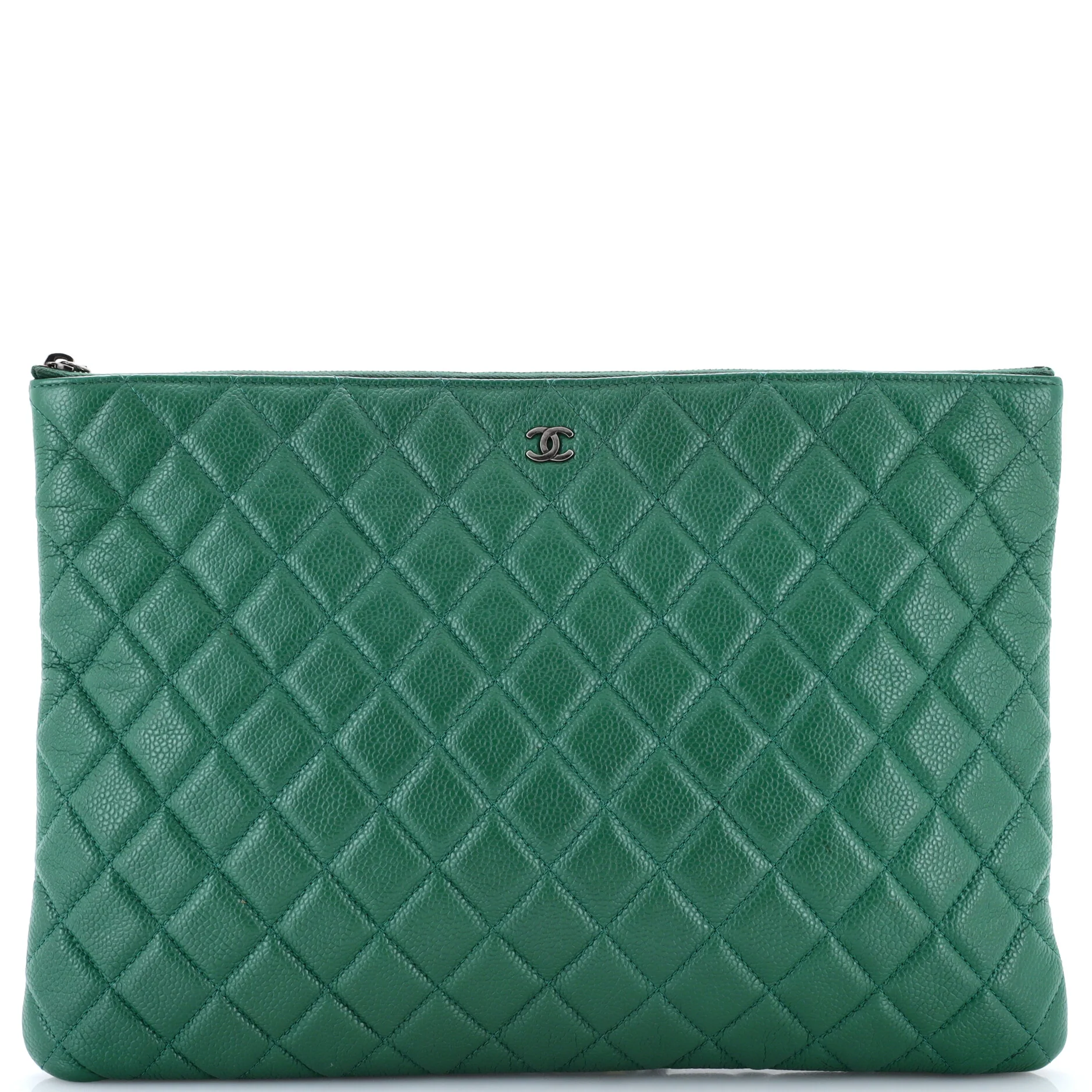 O Case Clutch Quilted Iridescent Caviar Large