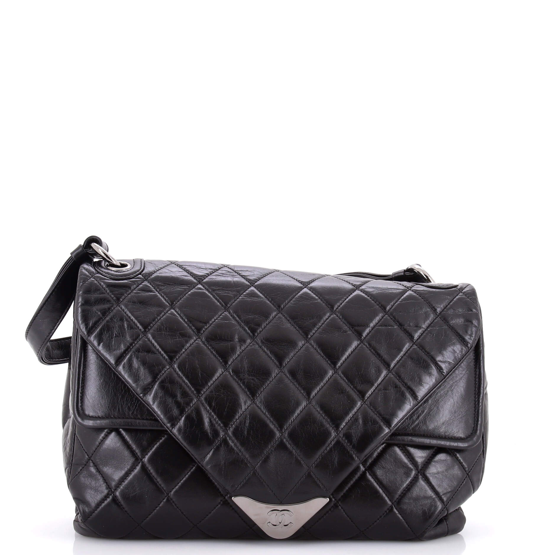 Padded Envelope Flap Bag Quilted Aged Calfskin
