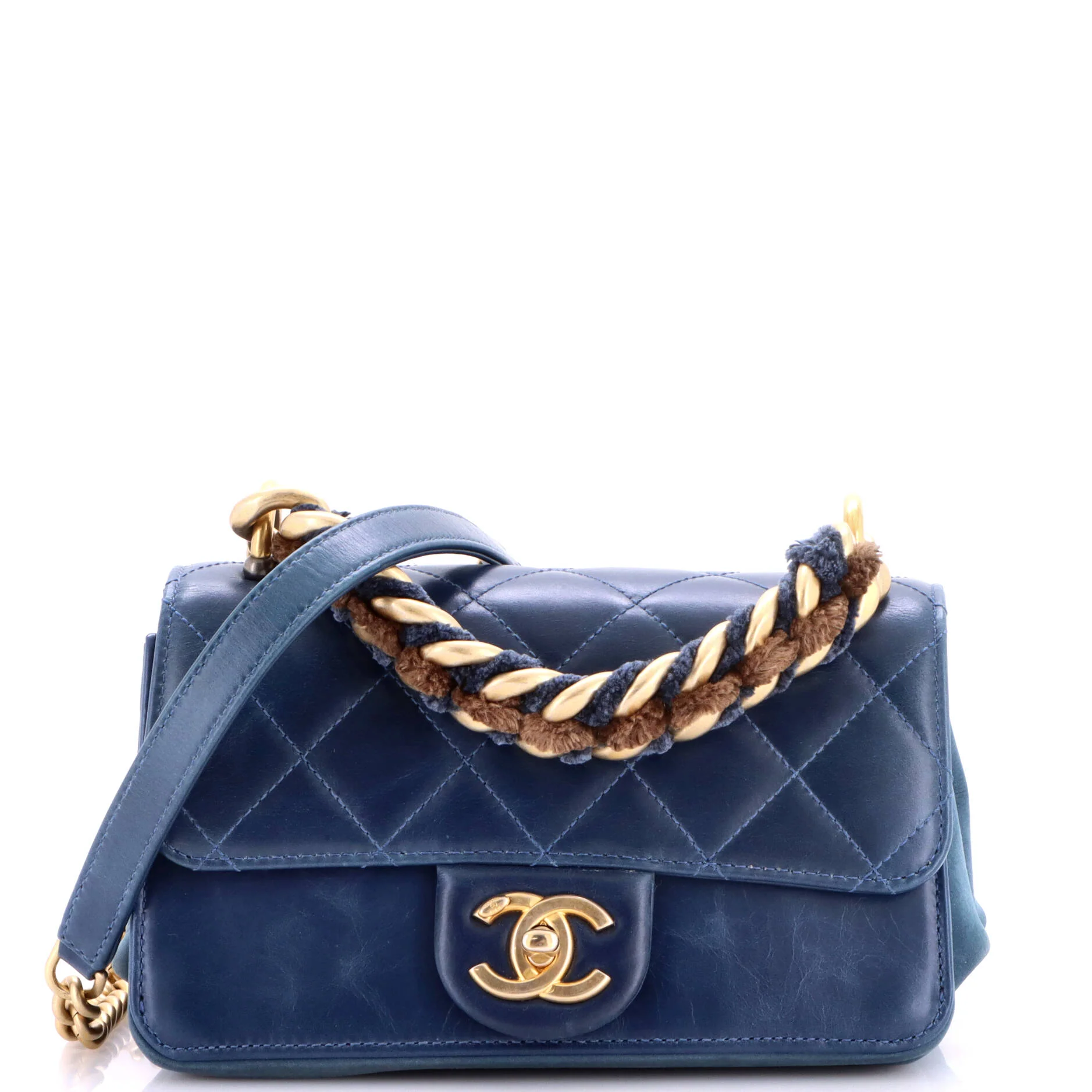 Paris-Cosmopolite Straight Lined Flap Bag Quilted Aged Calfskin Mini