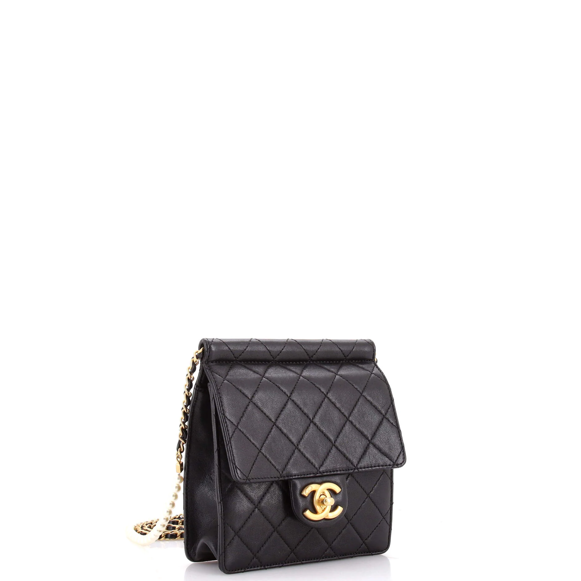 Pearl Chain Flap Bag Quilted Lambskin Small - Image 2