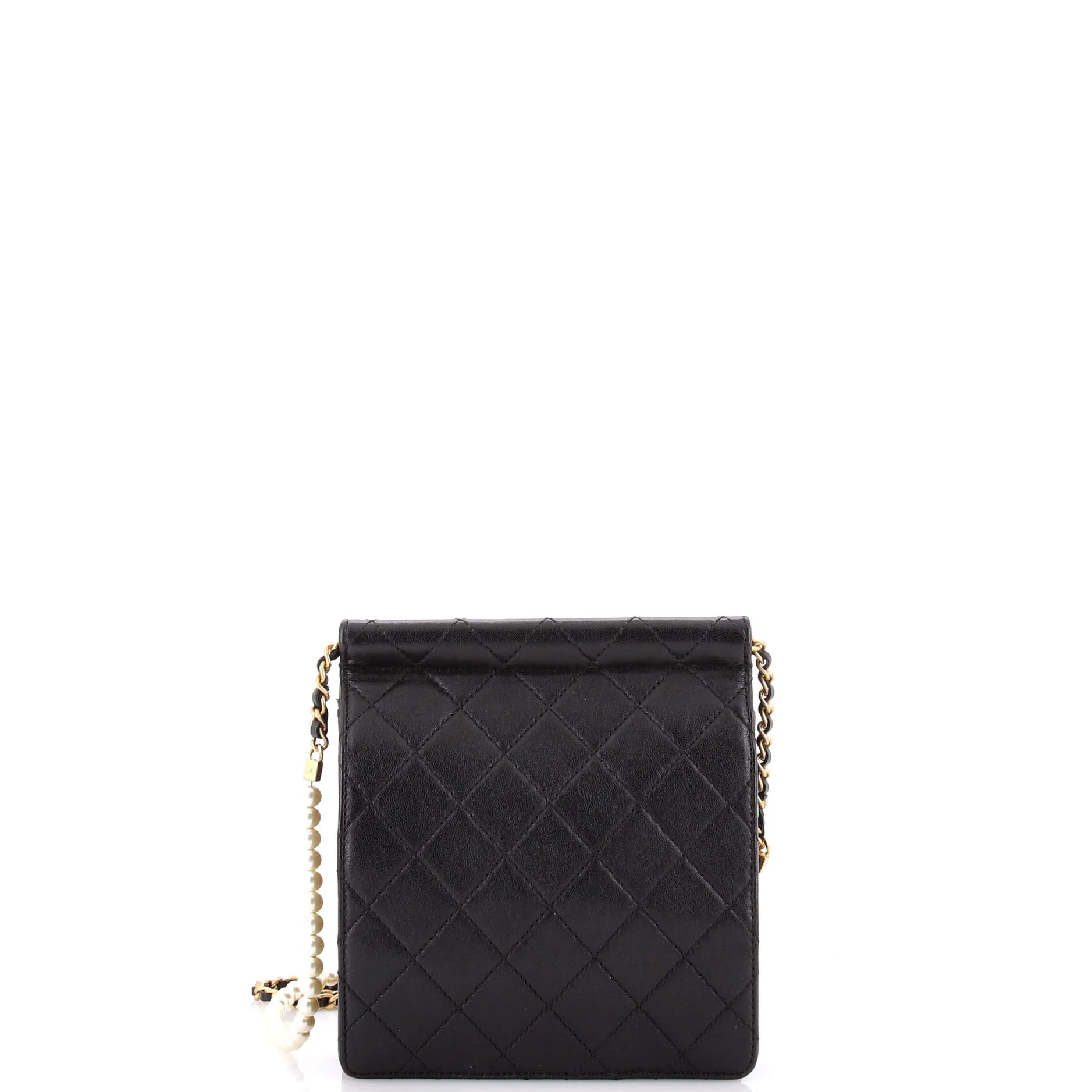 Pearl Chain Flap Bag Quilted Lambskin Small - Image 3