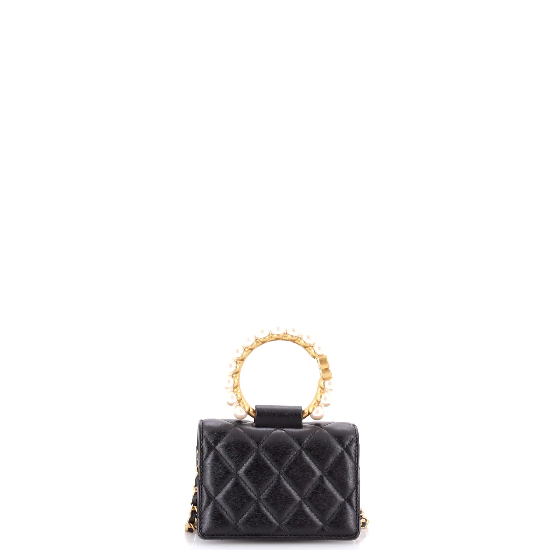 Pearl Crown Clutch with Chain Quilted Lambskin - Image 3
