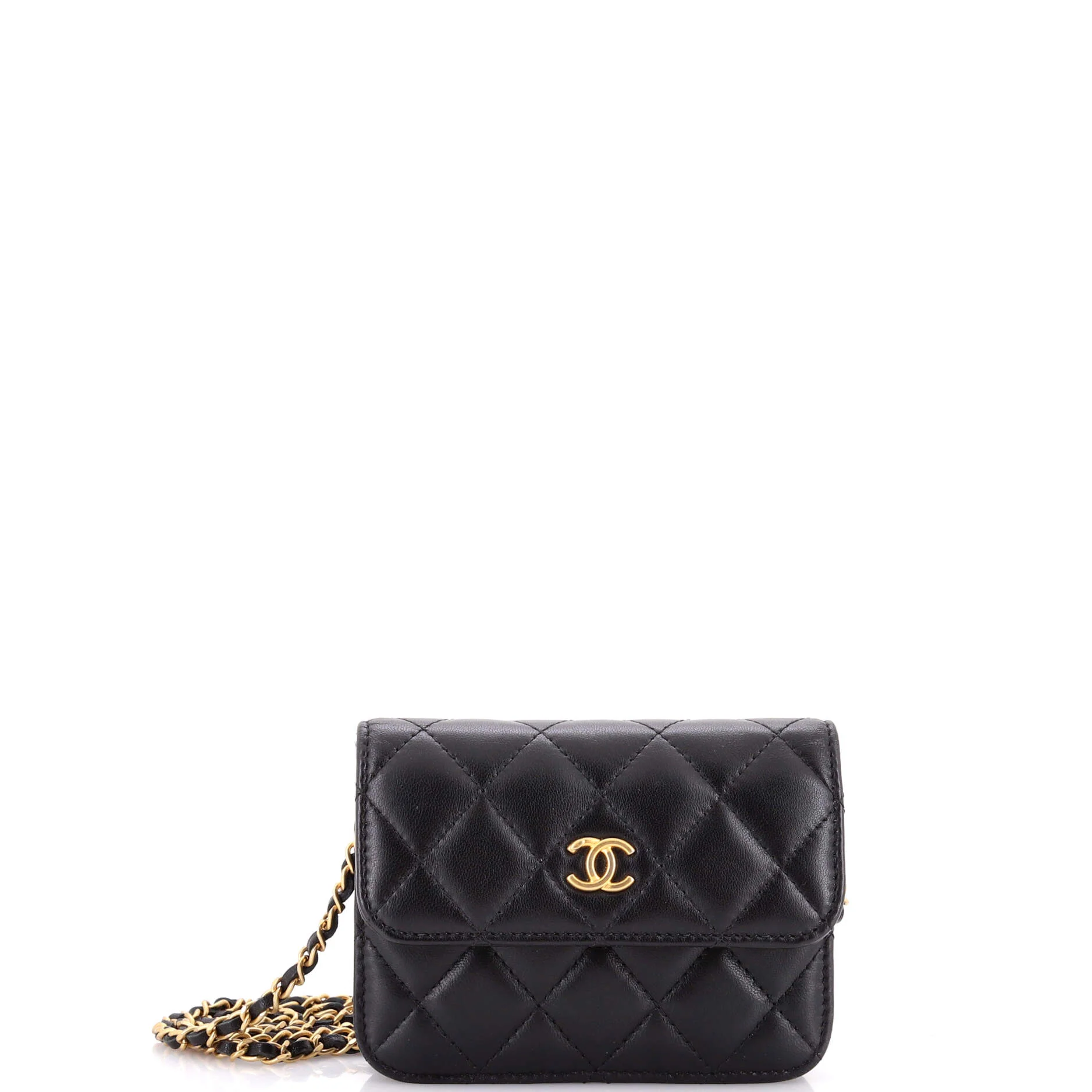 Pearl Crush Flap Clutch with Chain Quilted Lambskin Mini