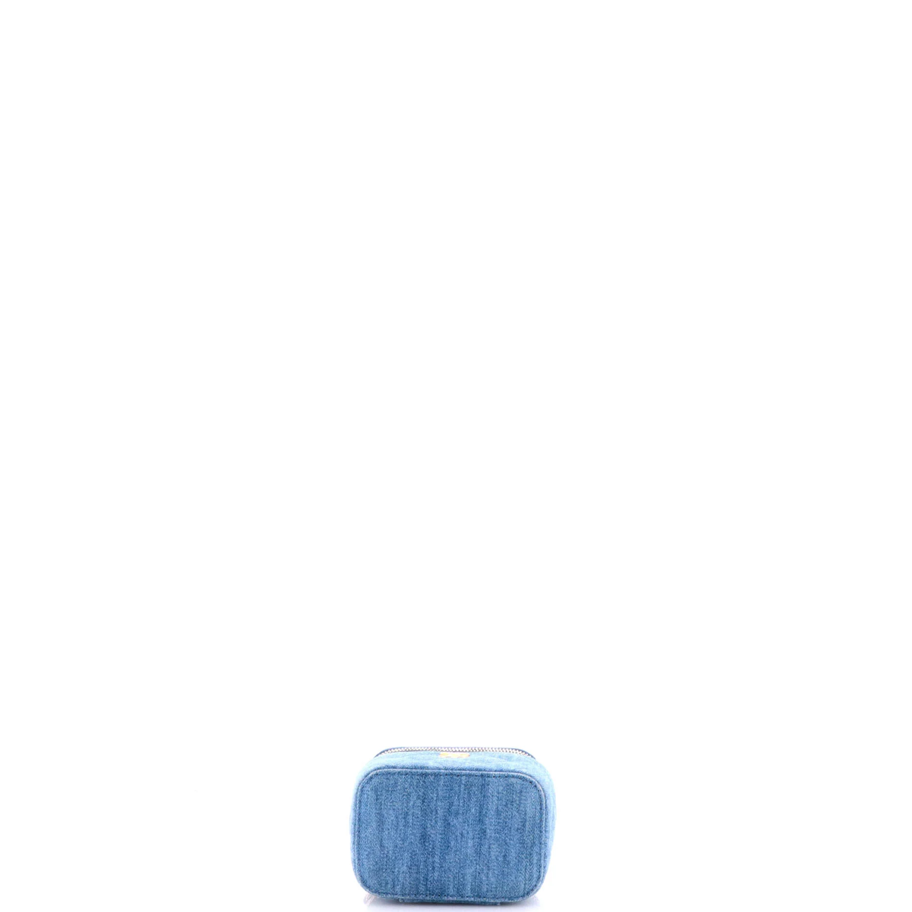 Pearl Crush Vanity Case with Chain Quilted Denim Mini - Image 4