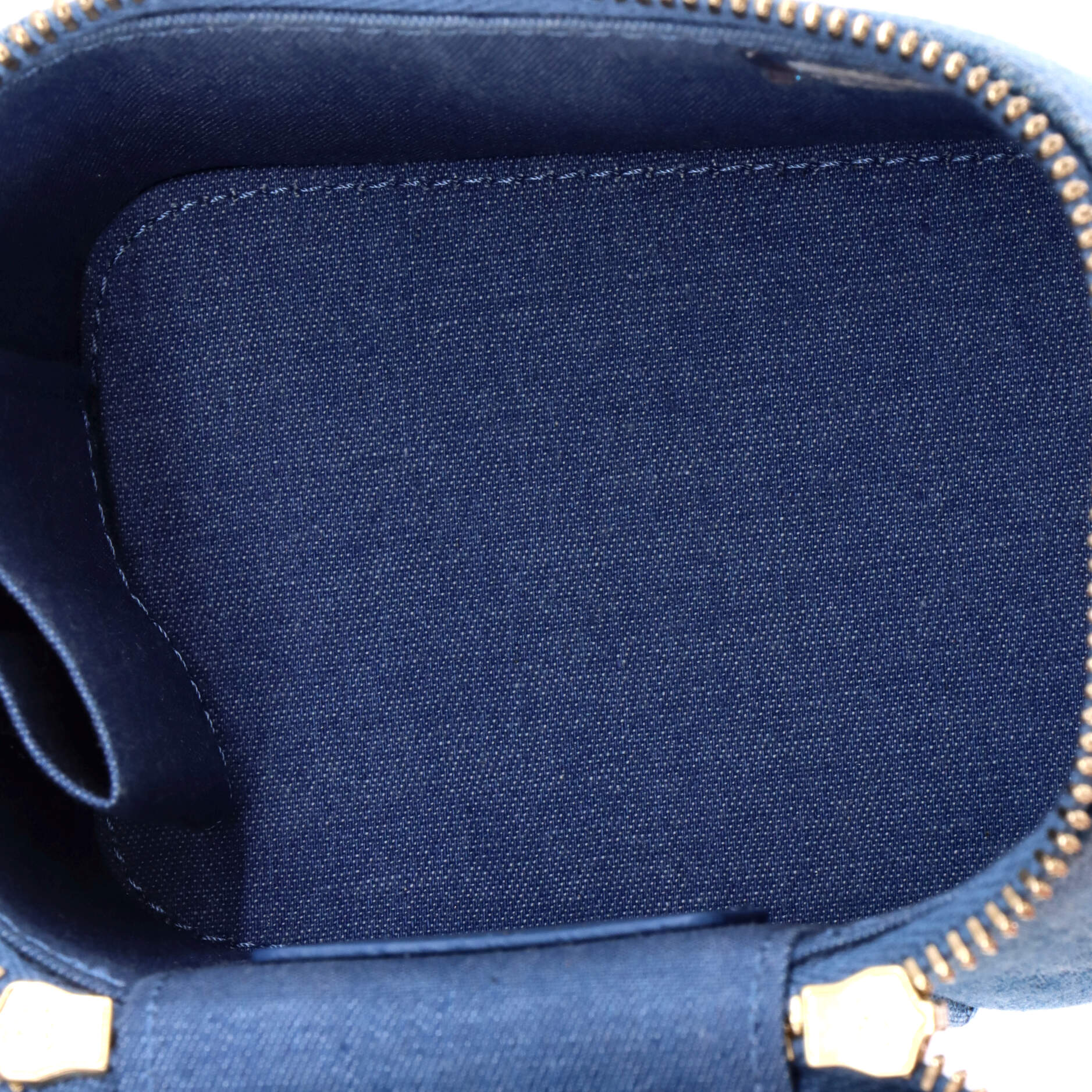 Pearl Crush Vanity Case with Chain Quilted Denim Mini - Image 5
