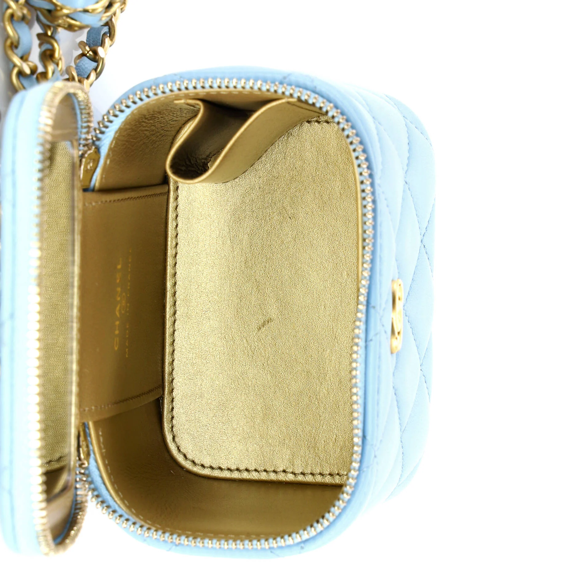 Pearl Crush Vanity Case with Chain Quilted Lambskin Mini - Image 5