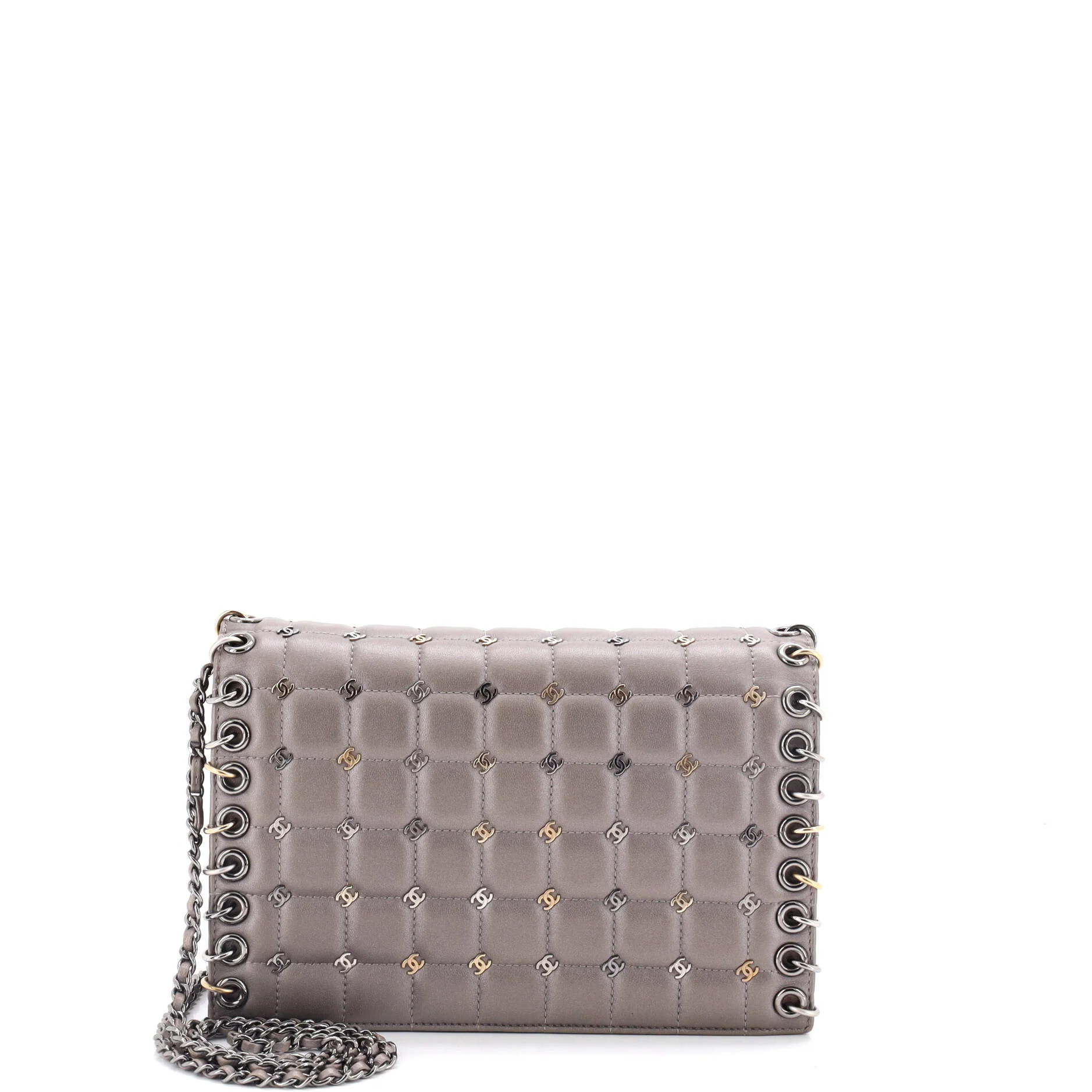 Piercing Chain Flap Bag CC Studded Quilted Lambskin Small