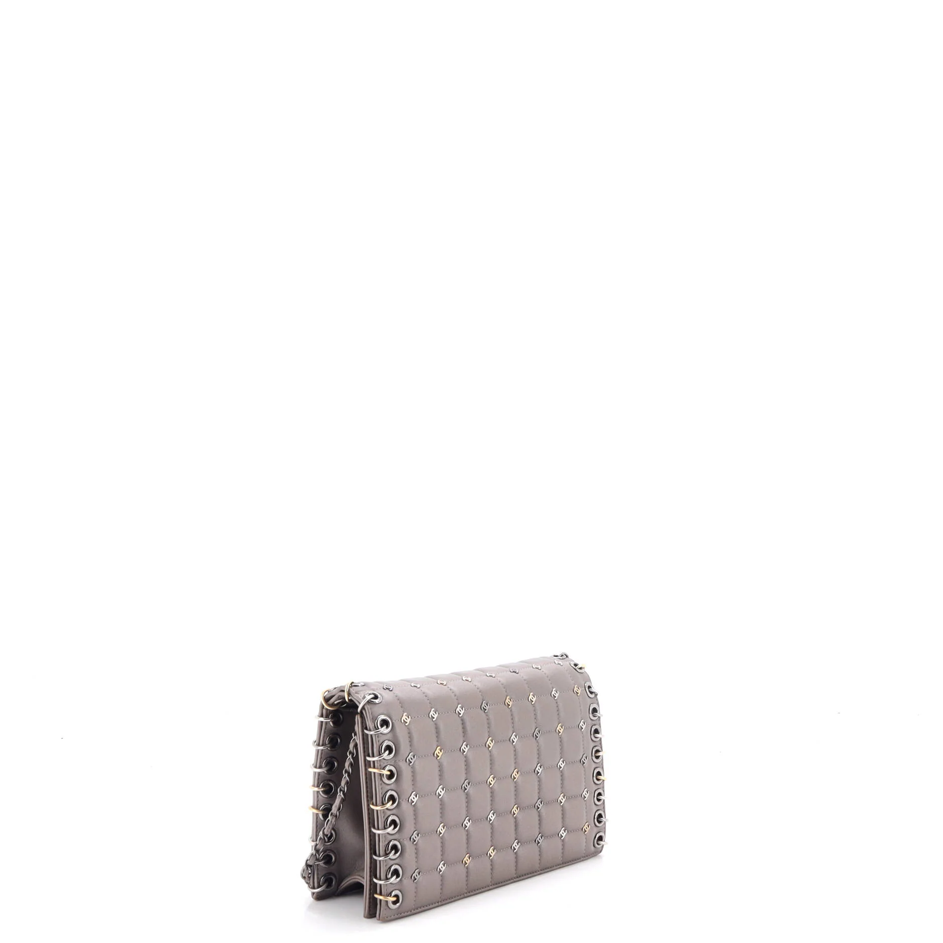 Piercing Chain Flap Bag CC Studded Quilted Lambskin Small - Image 2