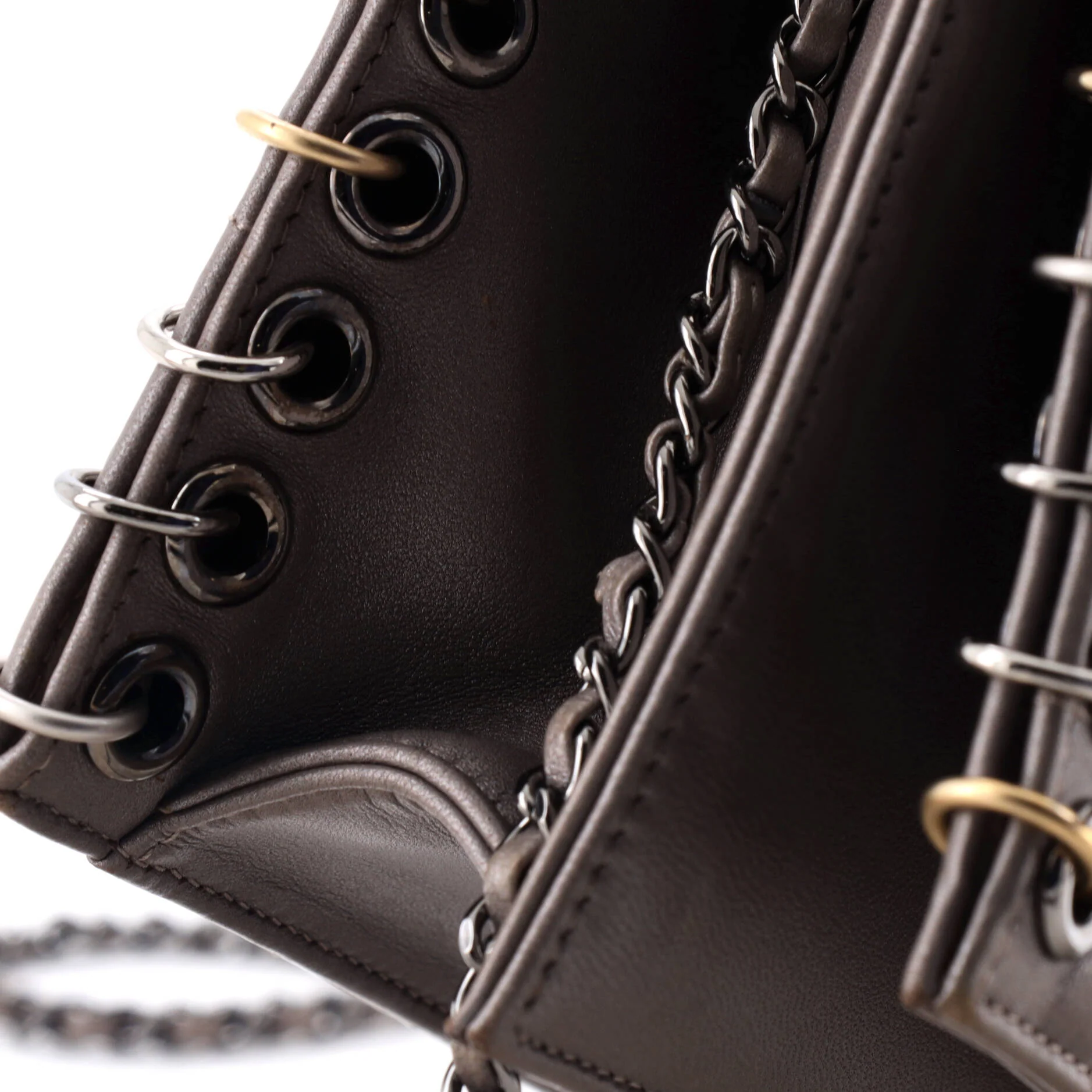 Piercing Chain Flap Bag CC Studded Quilted Lambskin Small - Image 6