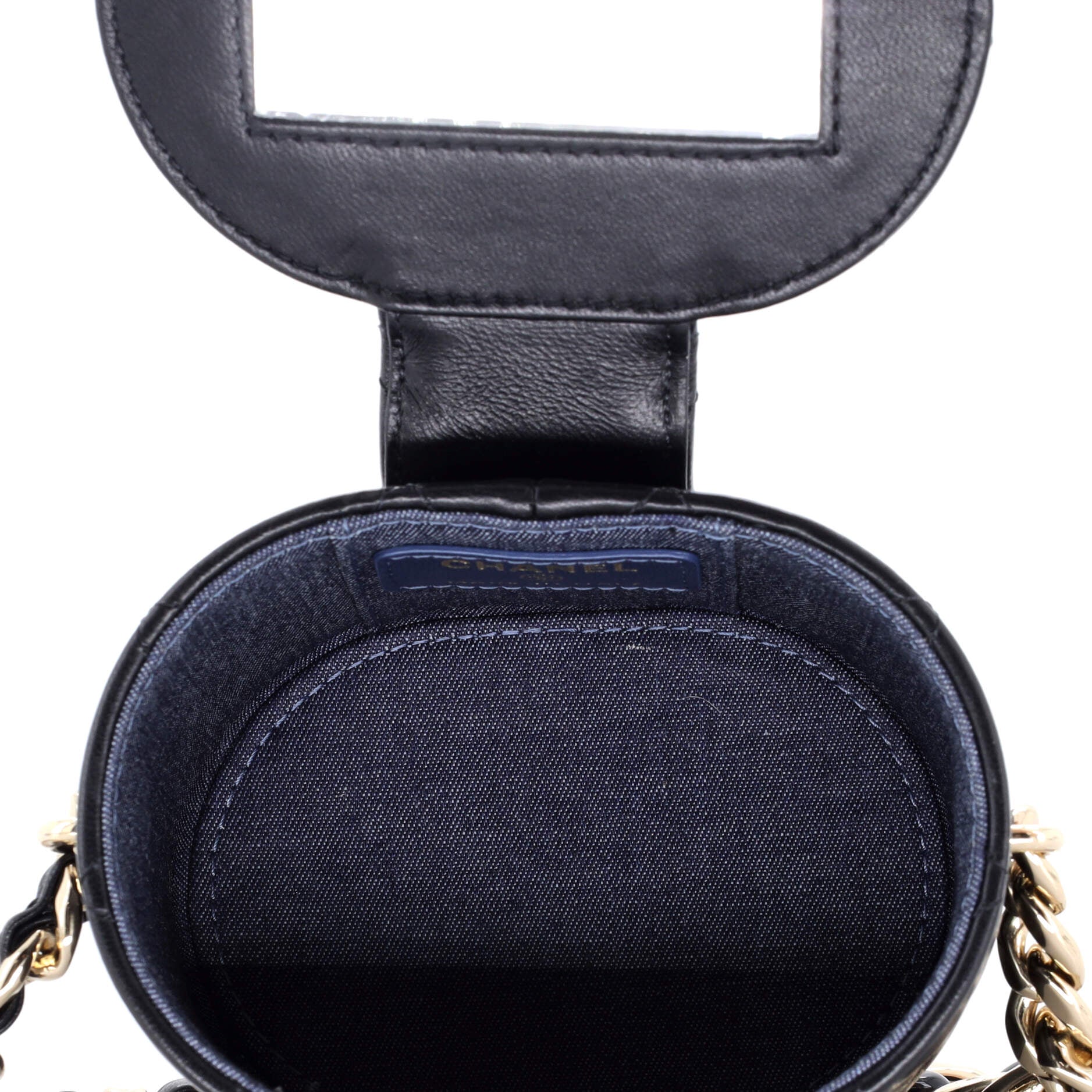 Resin Elegant Chain Tubular Vanity Case Quilted Lambskin Mini - Image 5
