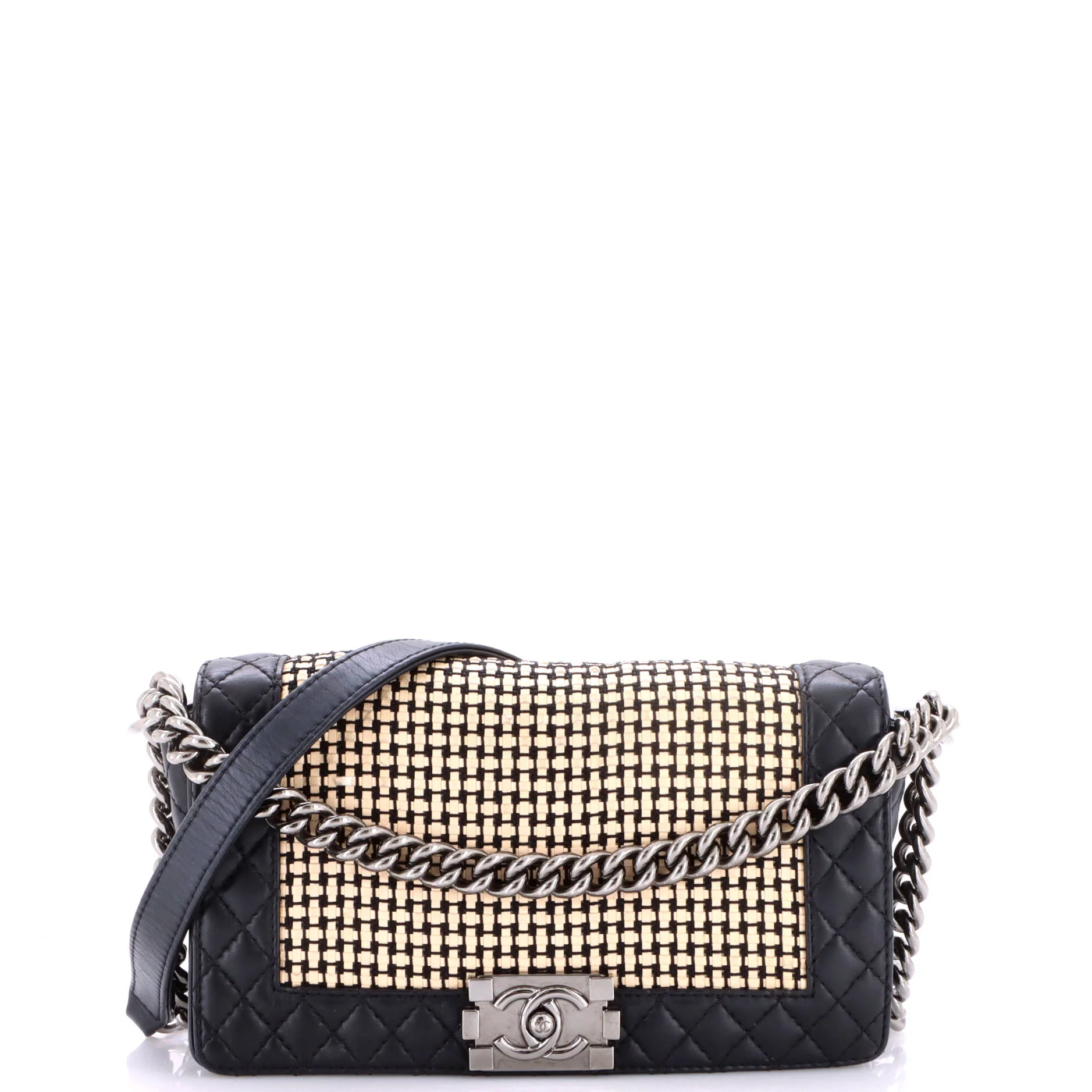 Reverso Boy Flap Bag Woven Calfskin Old Medium